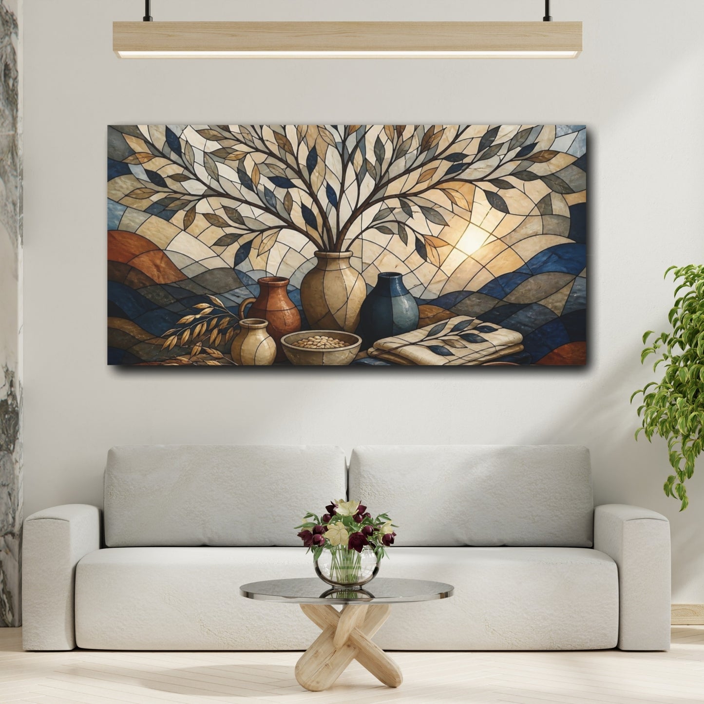 Mockup 2. Stained-Glass Vases With Branches shown as canvas print