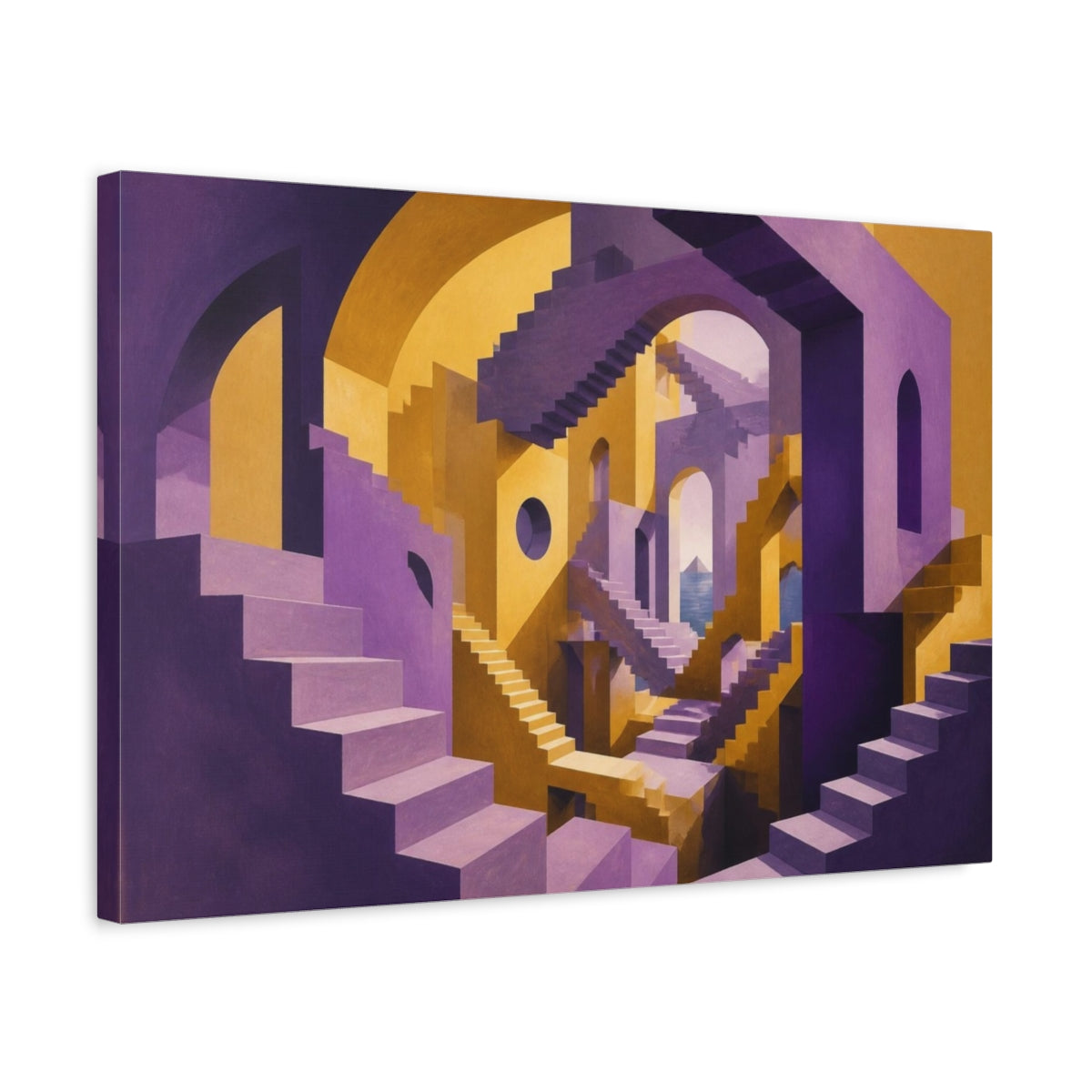Side Mockup 3. Staircase Illusion shown as canvas print