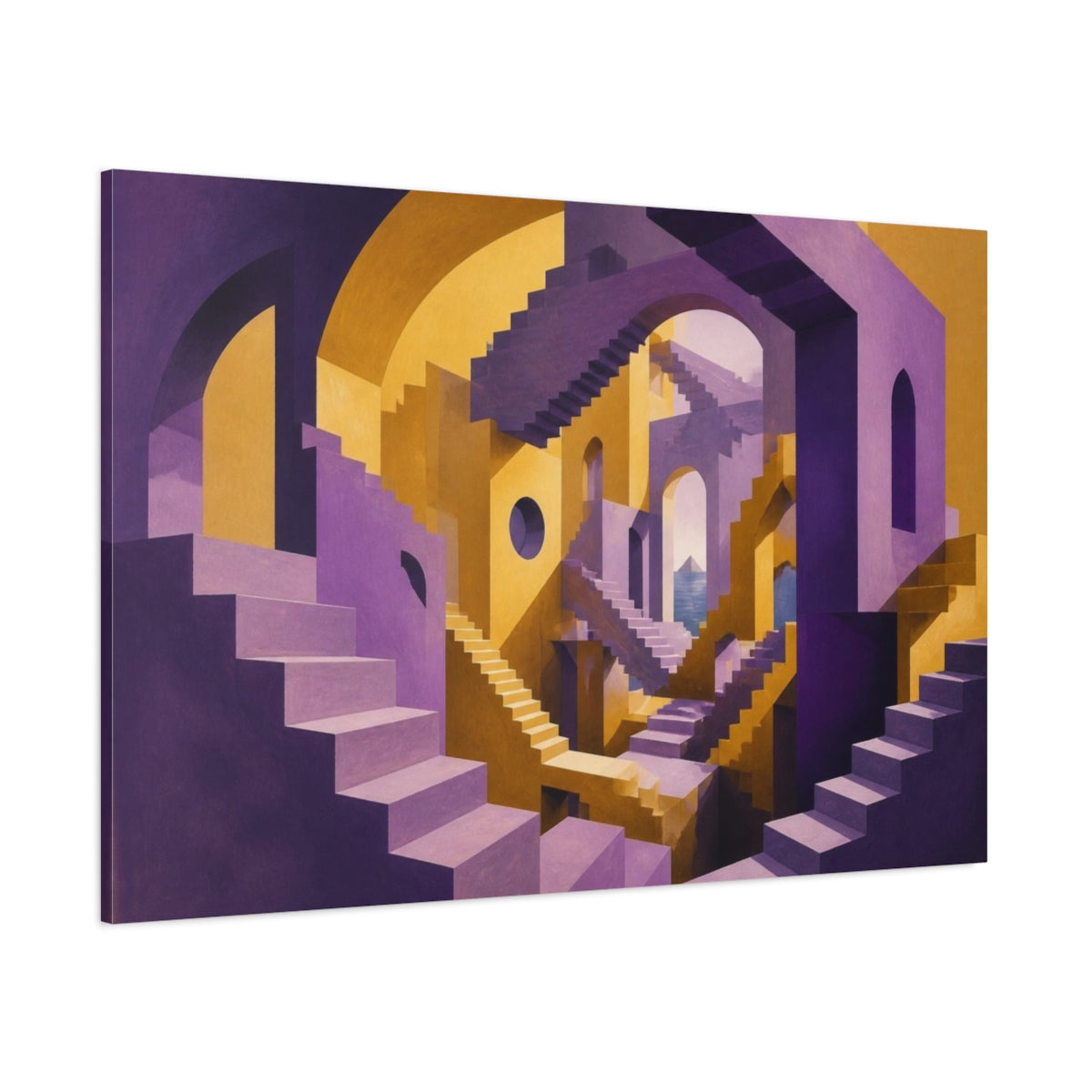Side Mockup 1. Staircase Illusion shown as canvas print