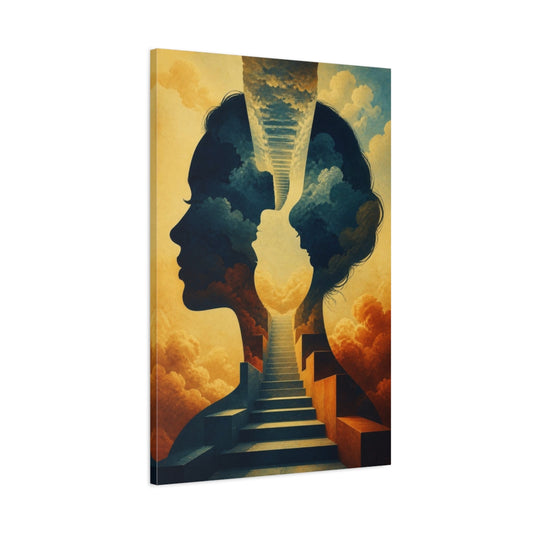Main Mockup. Stairway Through Silhouettes shown as canvas print