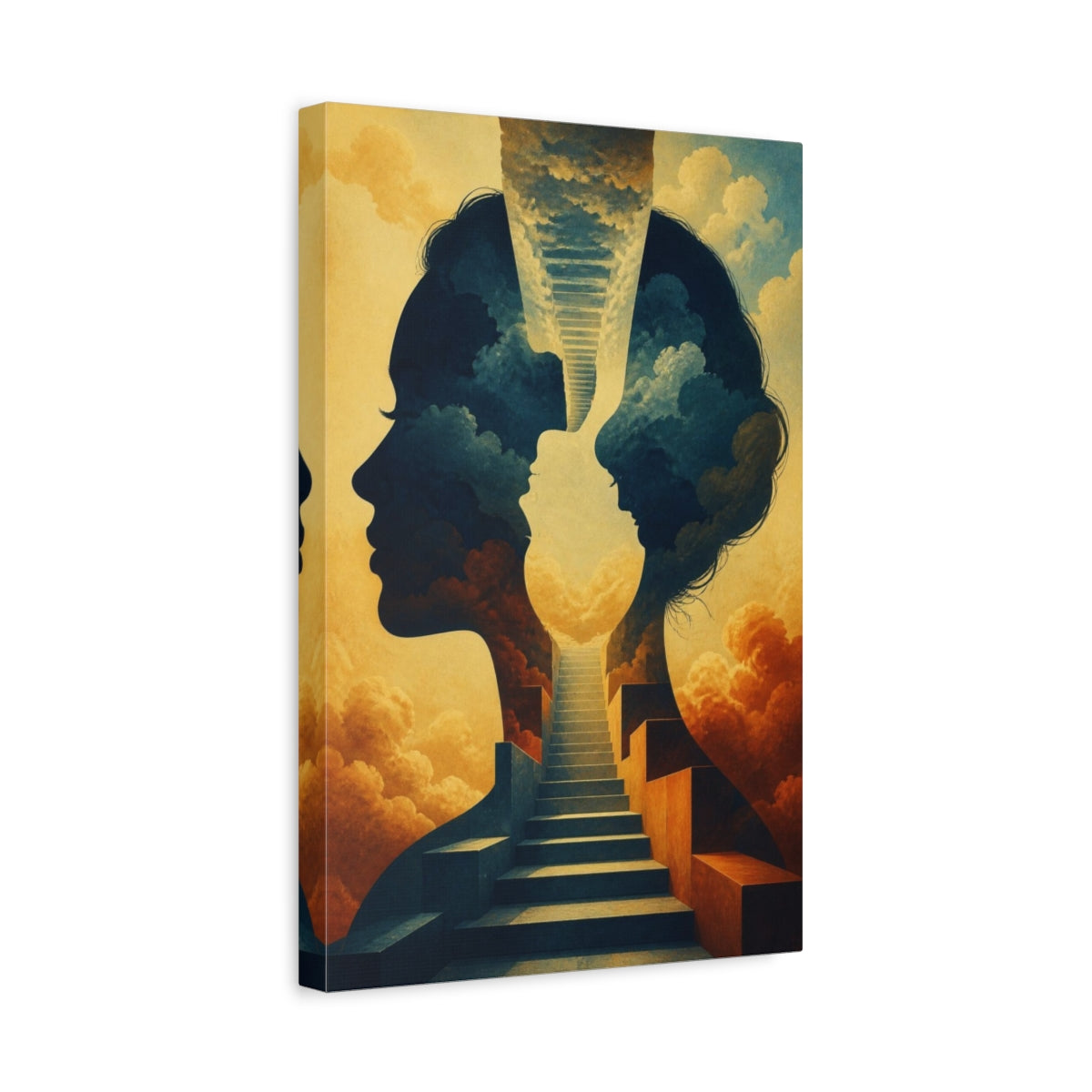 Side Mockup 4. Stairway Through Silhouettes shown as canvas print