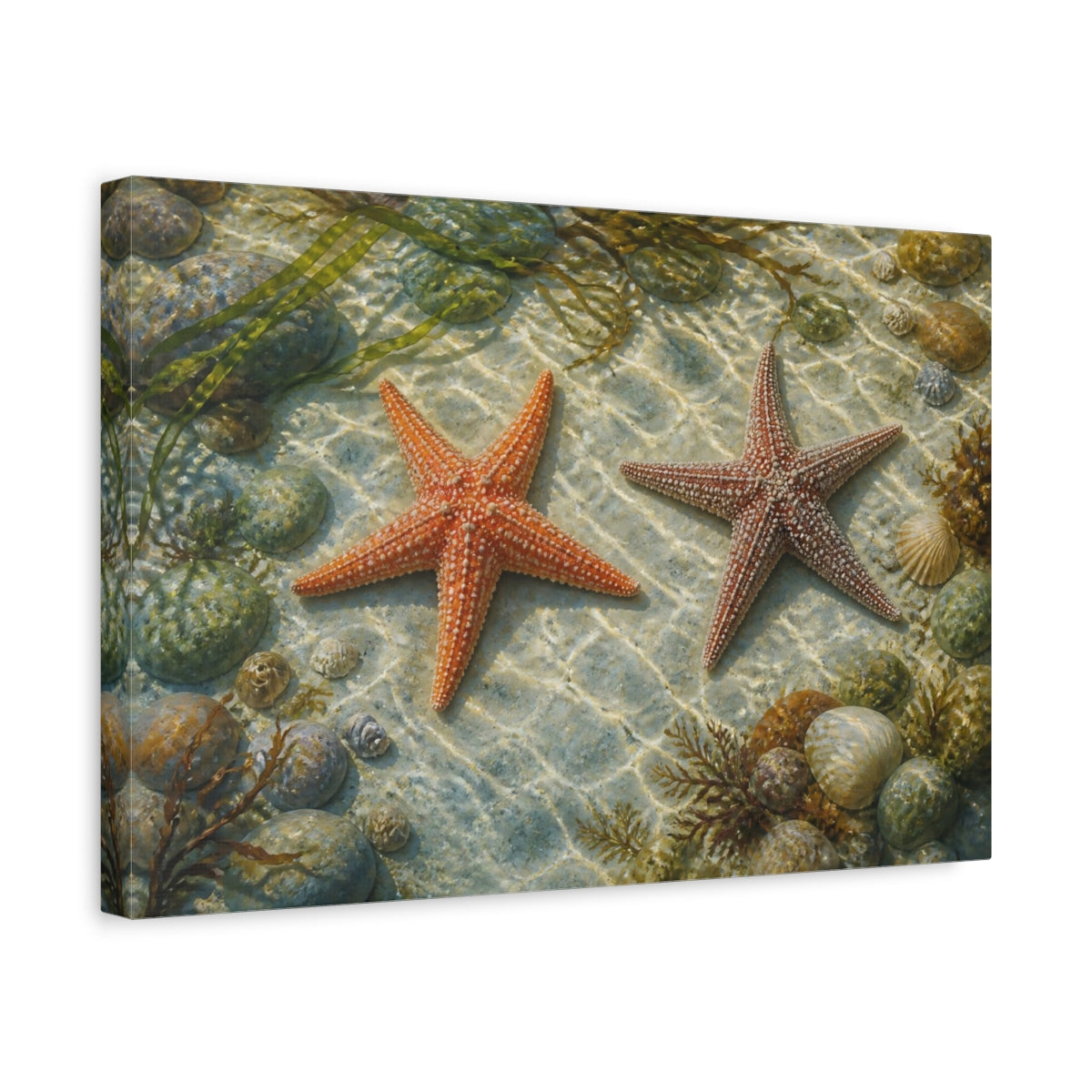 Side Mockup 4. Starfish Animals At Low Tide shown as canvas print