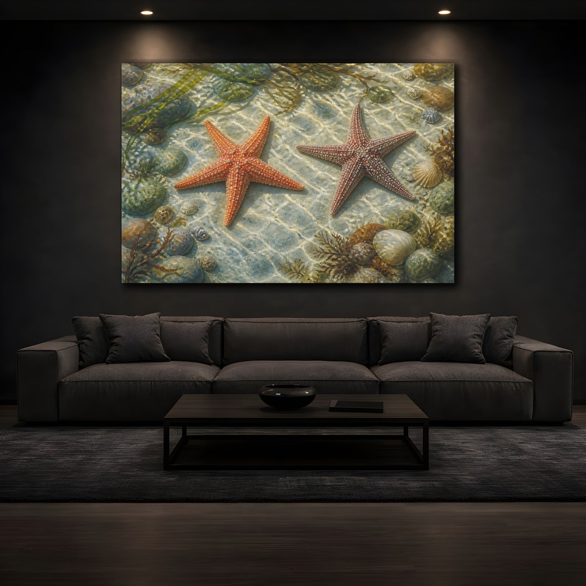 Mockup 3. Starfish Animals At Low Tide shown as canvas print