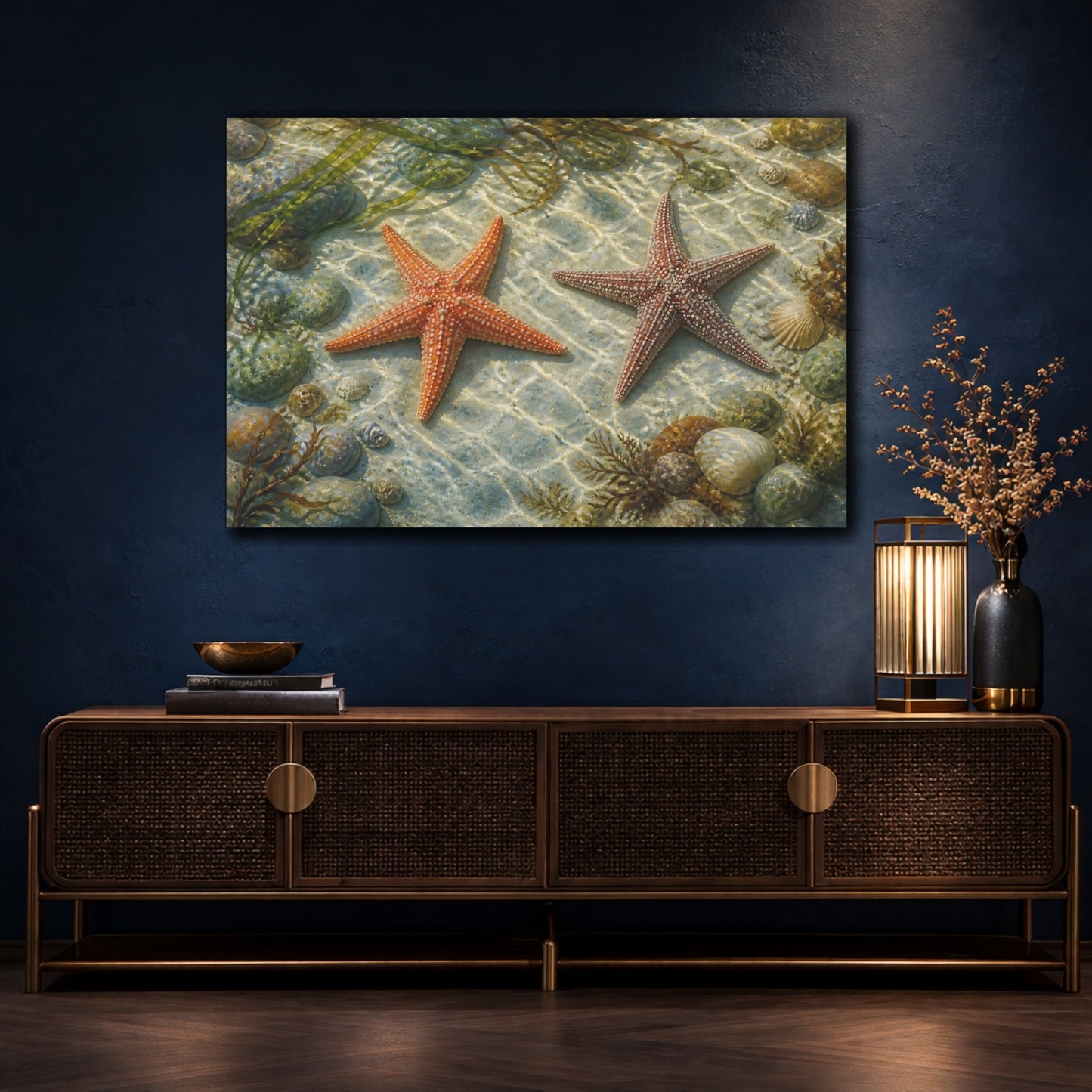 Mockup 4. Starfish Animals At Low Tide shown as canvas print