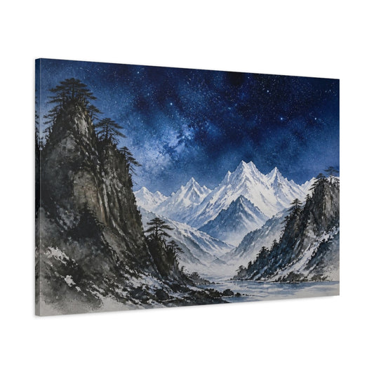 Main Mockup. Starlit Alpine Peaks shown as canvas print