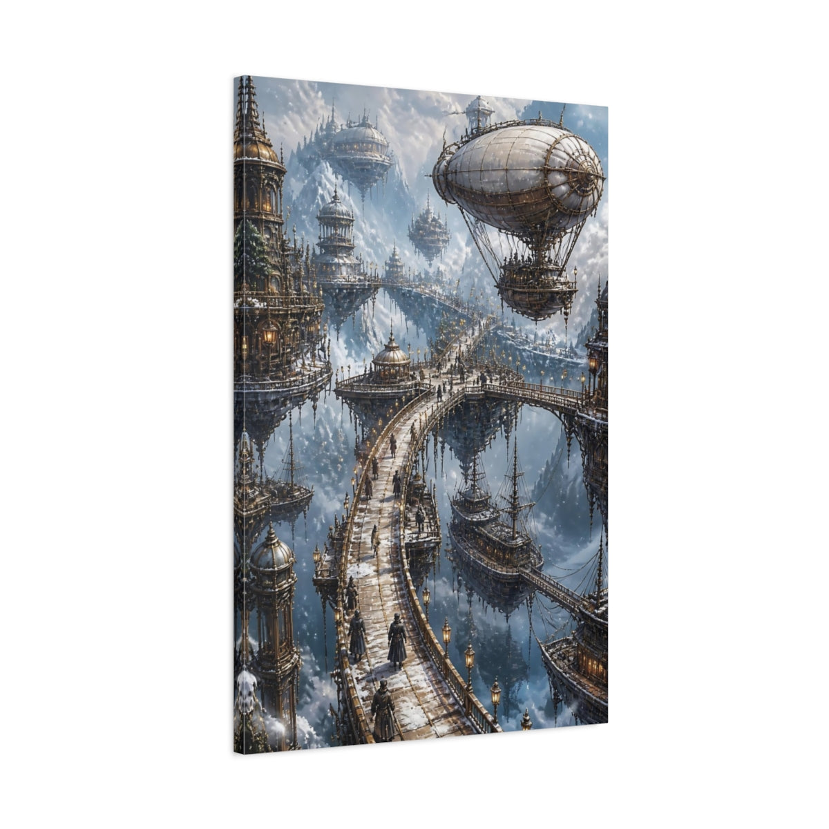Main Mockup. Steampunk Floating City shown as canvas print
