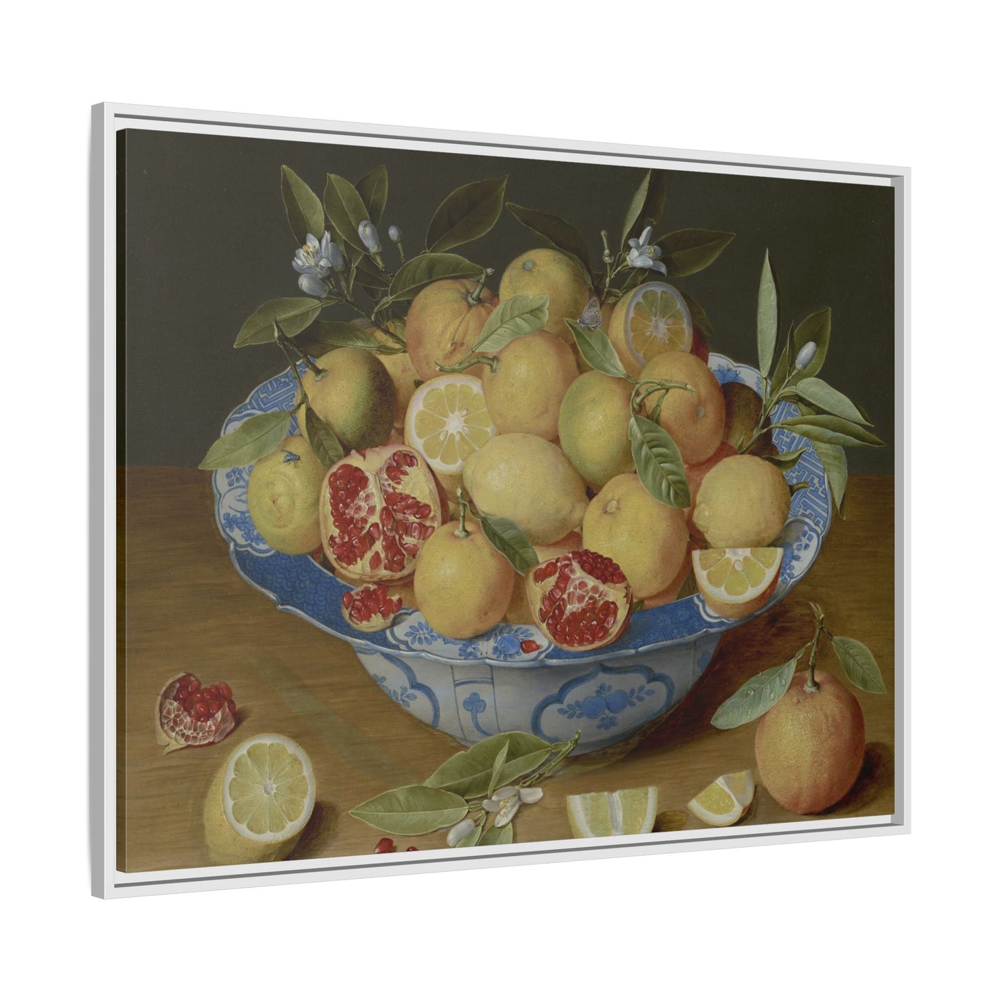 Still Life Fruits Framed Canvas Print - Hulsdonck Lemons Oranges Pomegranate Wall Art