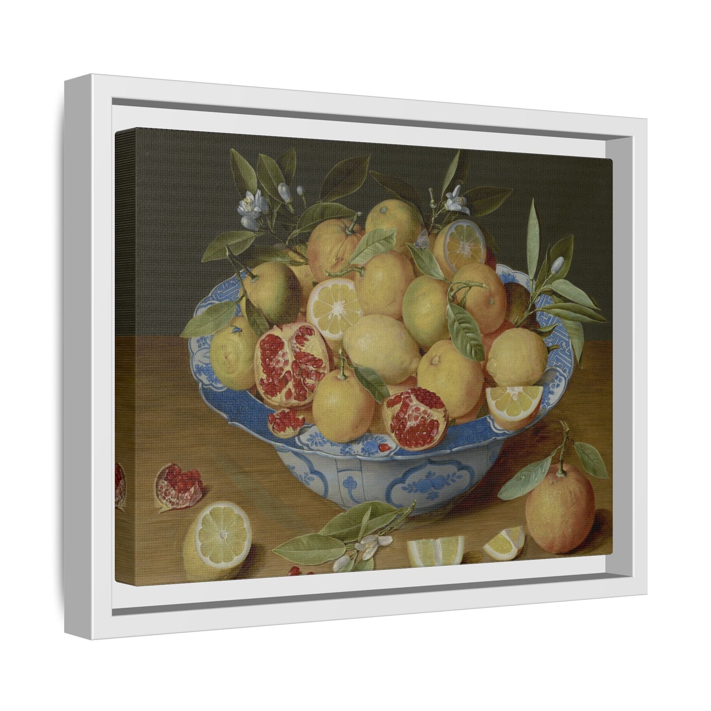 Still Life Fruits Framed Canvas Print - Hulsdonck Lemons Oranges Pomegranate Wall Art