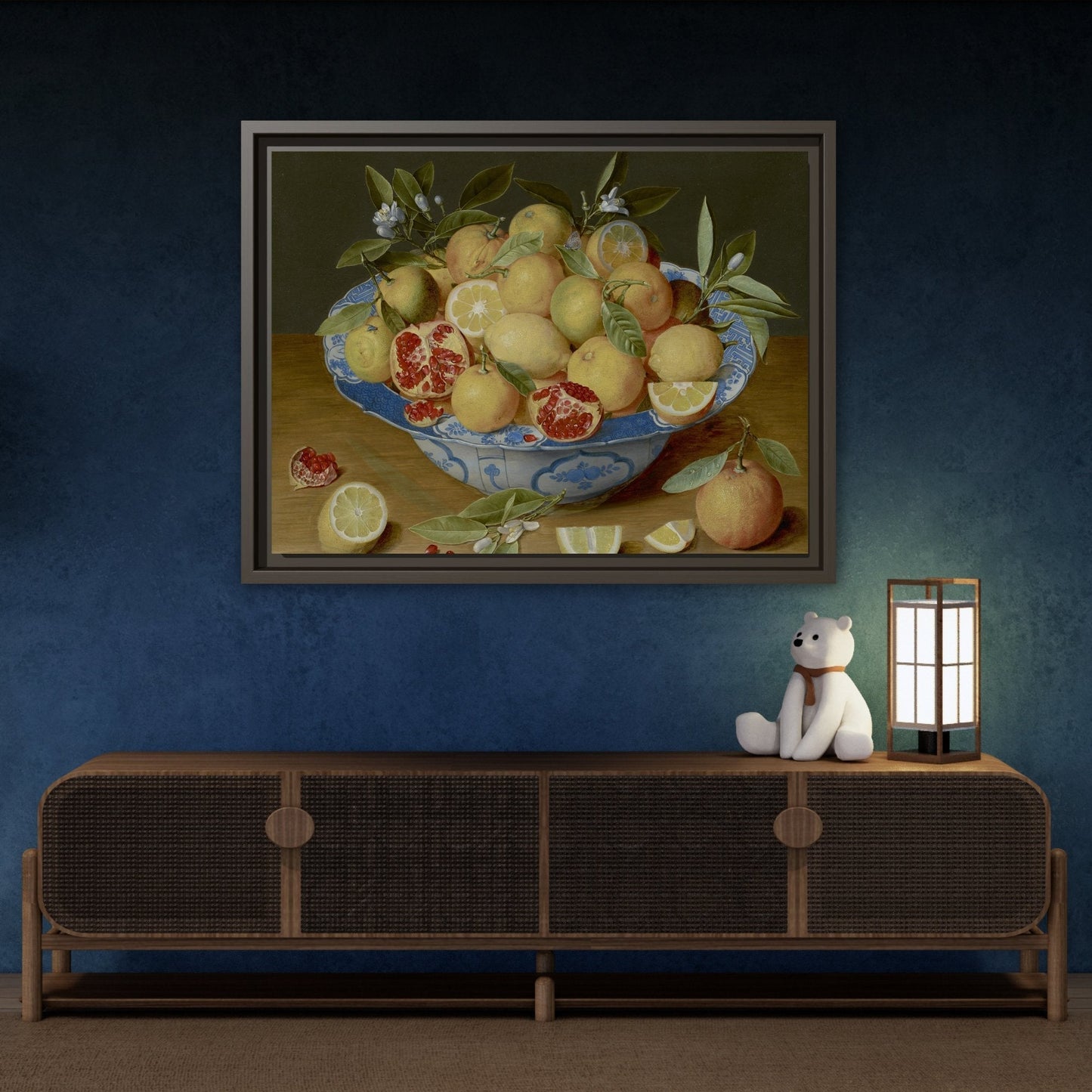 Still Life Fruits Framed Canvas Print - Hulsdonck Lemons Oranges Pomegranate Wall Art