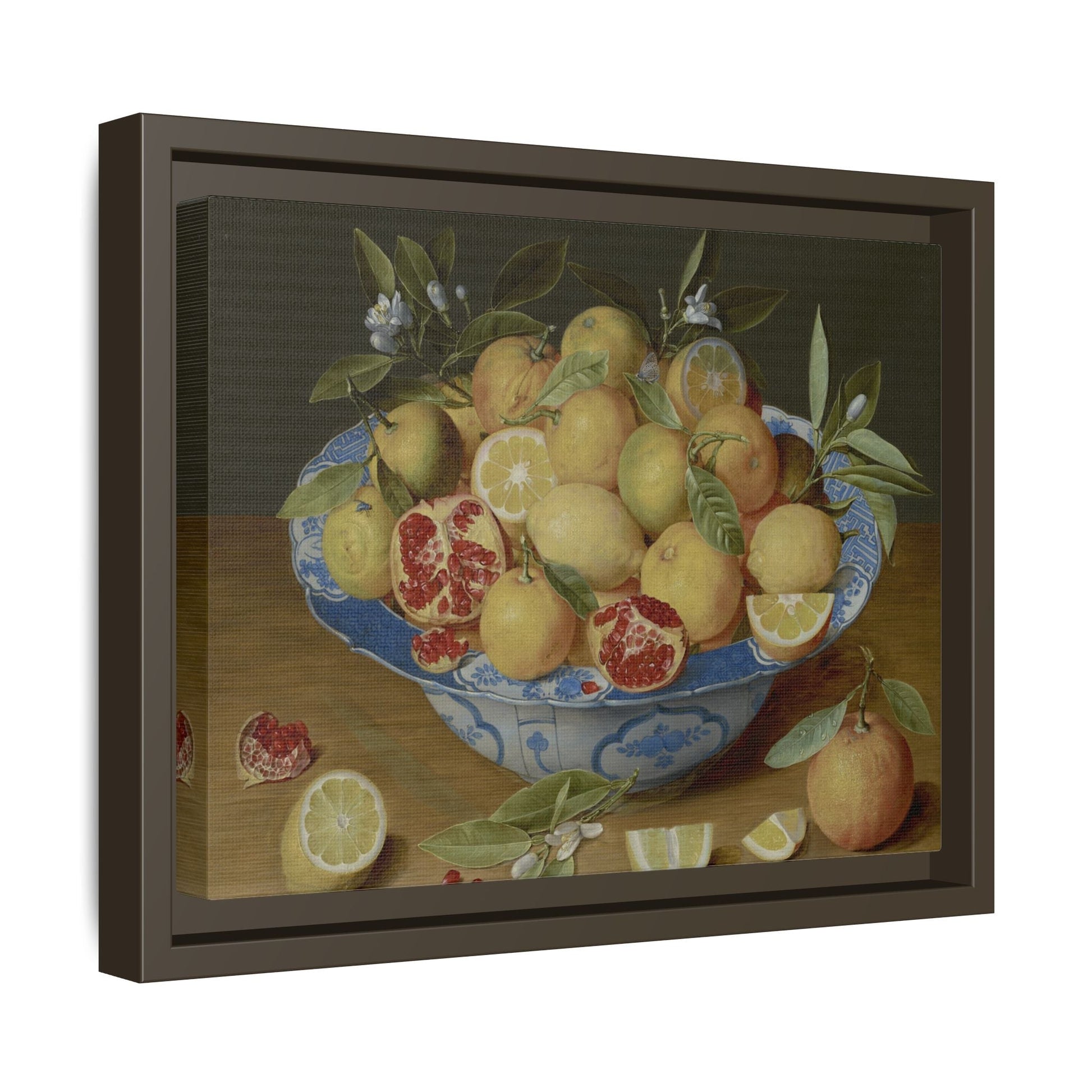 Still Life Fruits Framed Canvas Print - Hulsdonck Lemons Oranges Pomegranate Wall Art