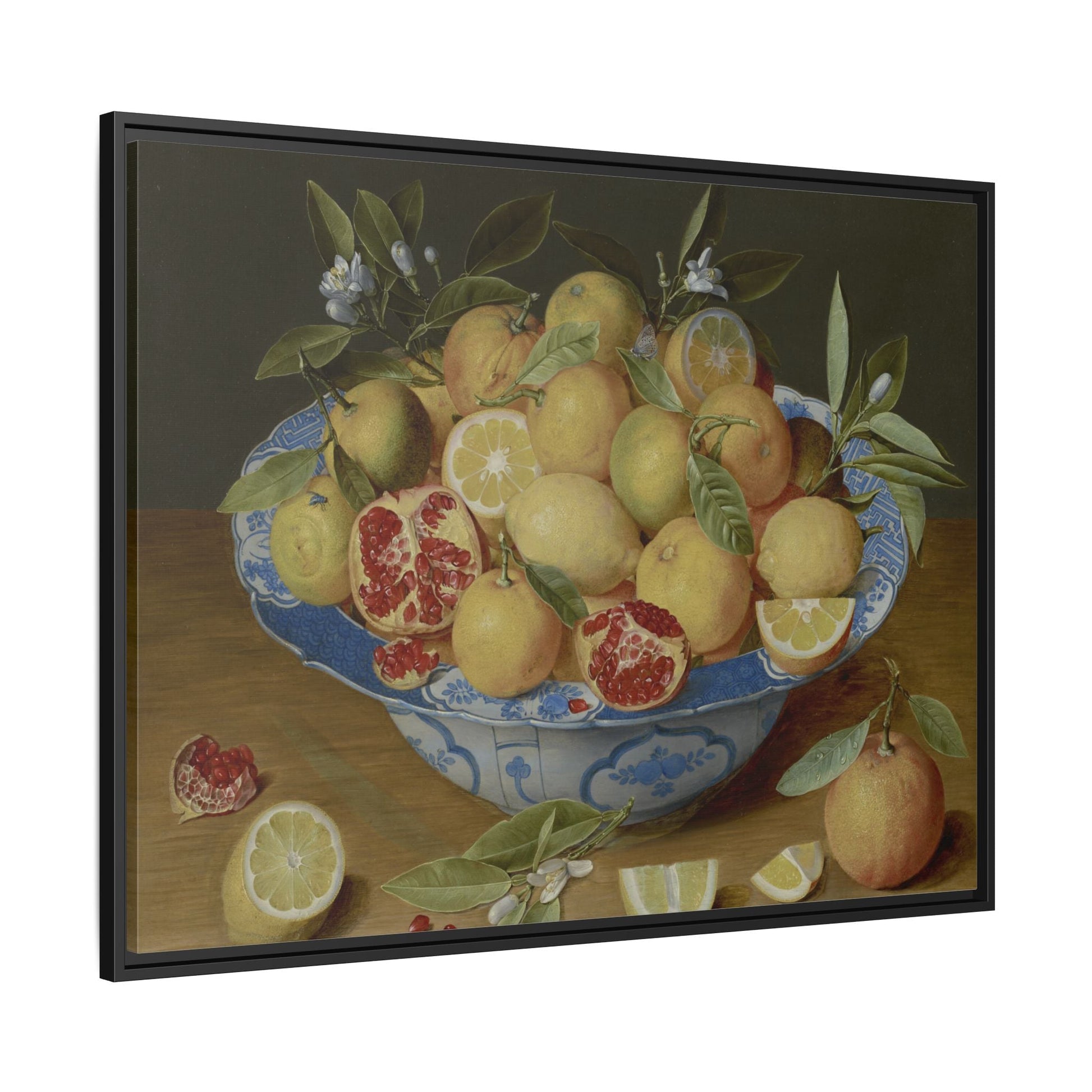 Still Life Fruits Framed Canvas Print - Hulsdonck Lemons Oranges Pomegranate Wall Art