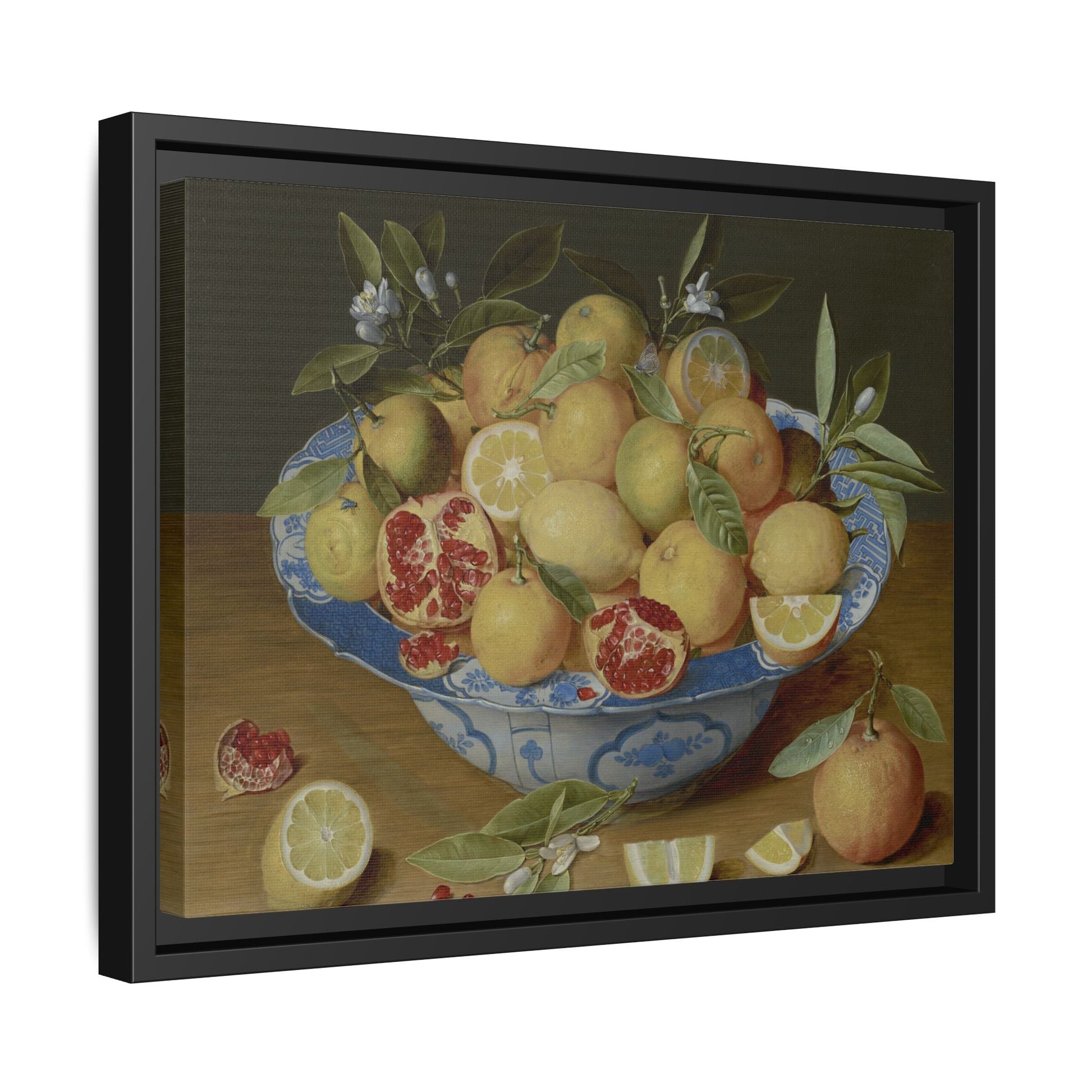 Still Life Fruits Framed Canvas Print - Hulsdonck Lemons Oranges Pomegranate Wall Art