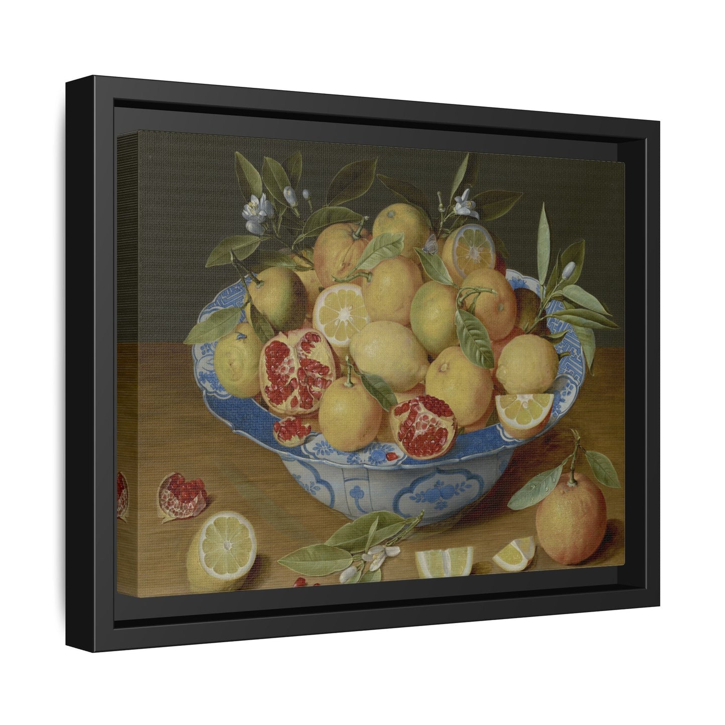 Still Life Fruits Framed Canvas Print - Hulsdonck Lemons Oranges Pomegranate Wall Art