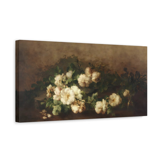 Still Life Guitar Roses Vintage Canvas Print - Floral Wall Art - YesArtYes