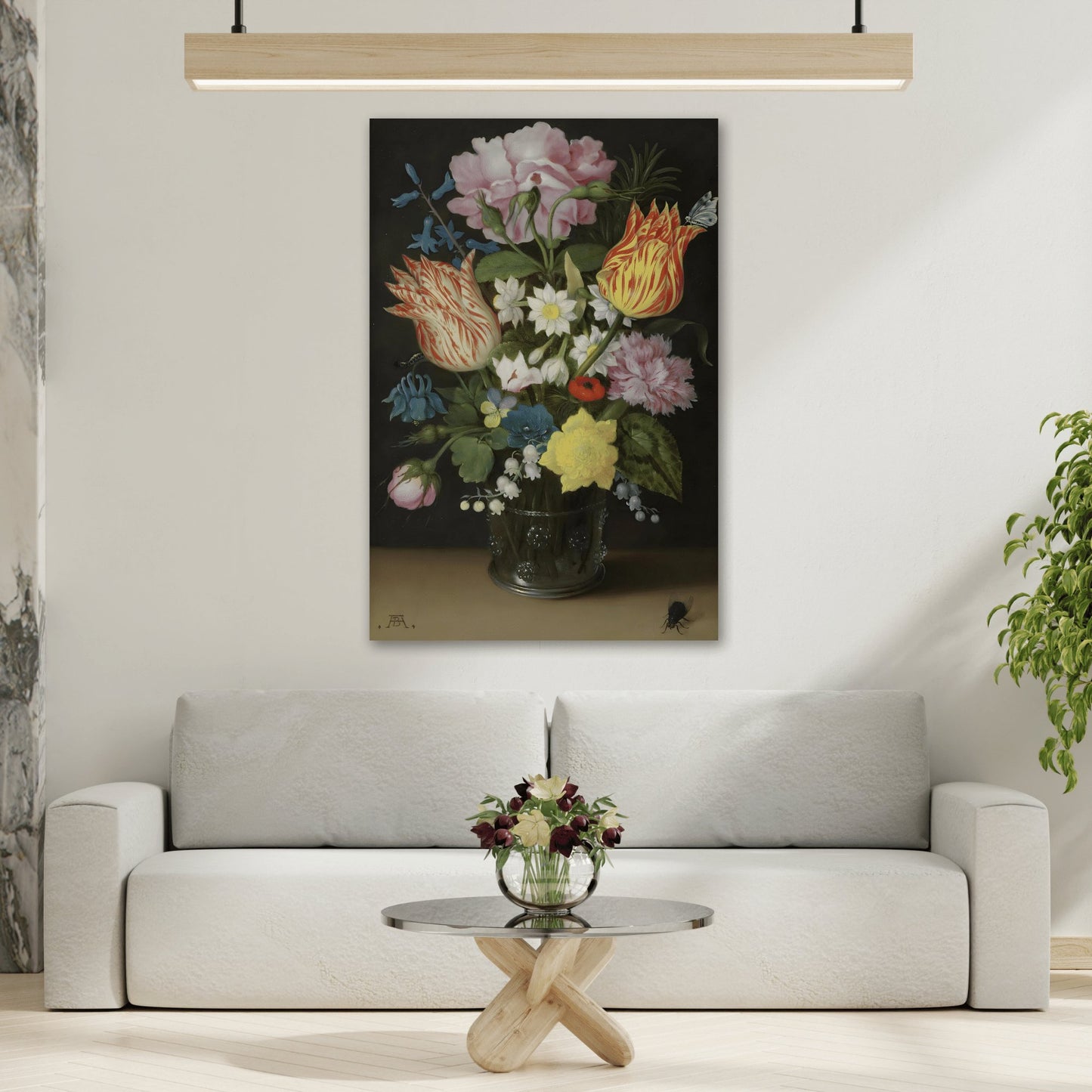 Still Life Tulips Roses Flowers Narcissi - Floral Canvas Art Print