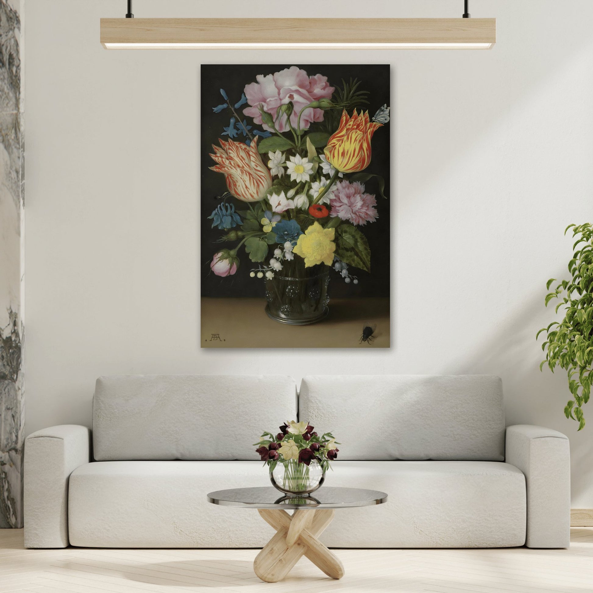 Still Life Tulips Roses Flowers Narcissi - Floral Canvas Art Print