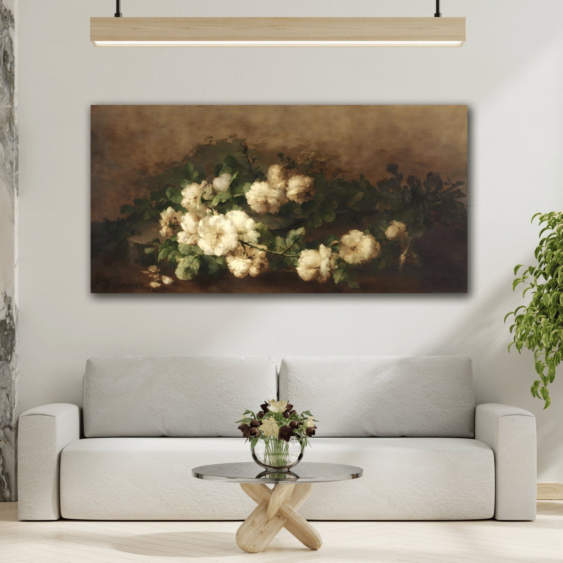 Still Life with Guitar and Roses Vintage Canvas Print - Margaretha Roosenboom Wall Art