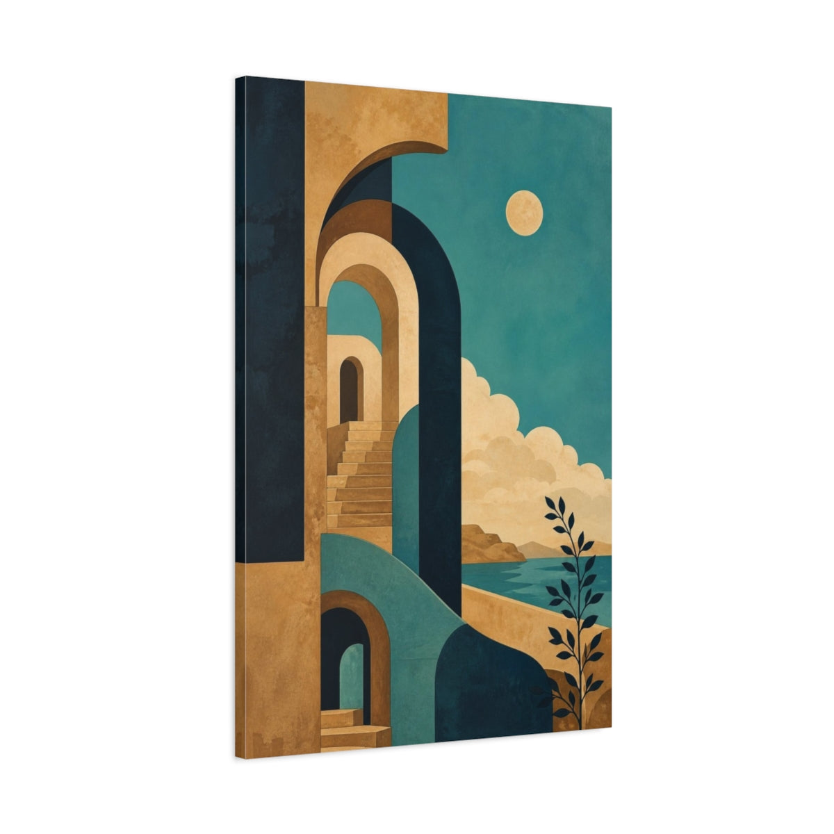 Main Mockup. Stone Archway In Turquoise shown as canvas print