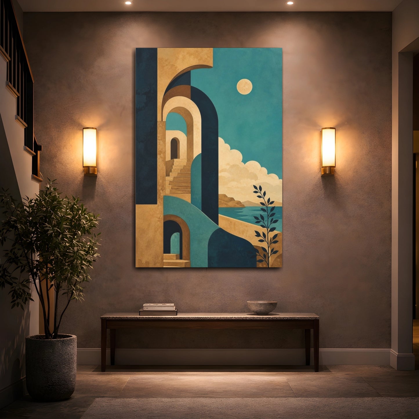 Mockup 2. Stone Archway In Turquoise shown as canvas print