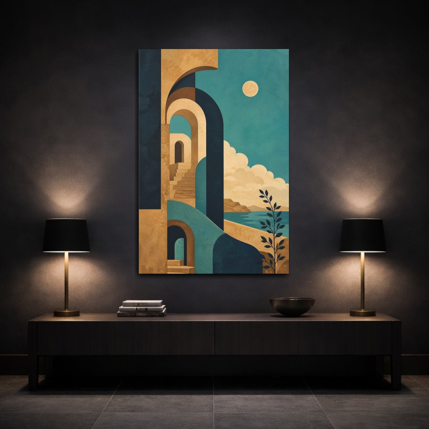 Mockup 3. Stone Archway In Turquoise shown as canvas print