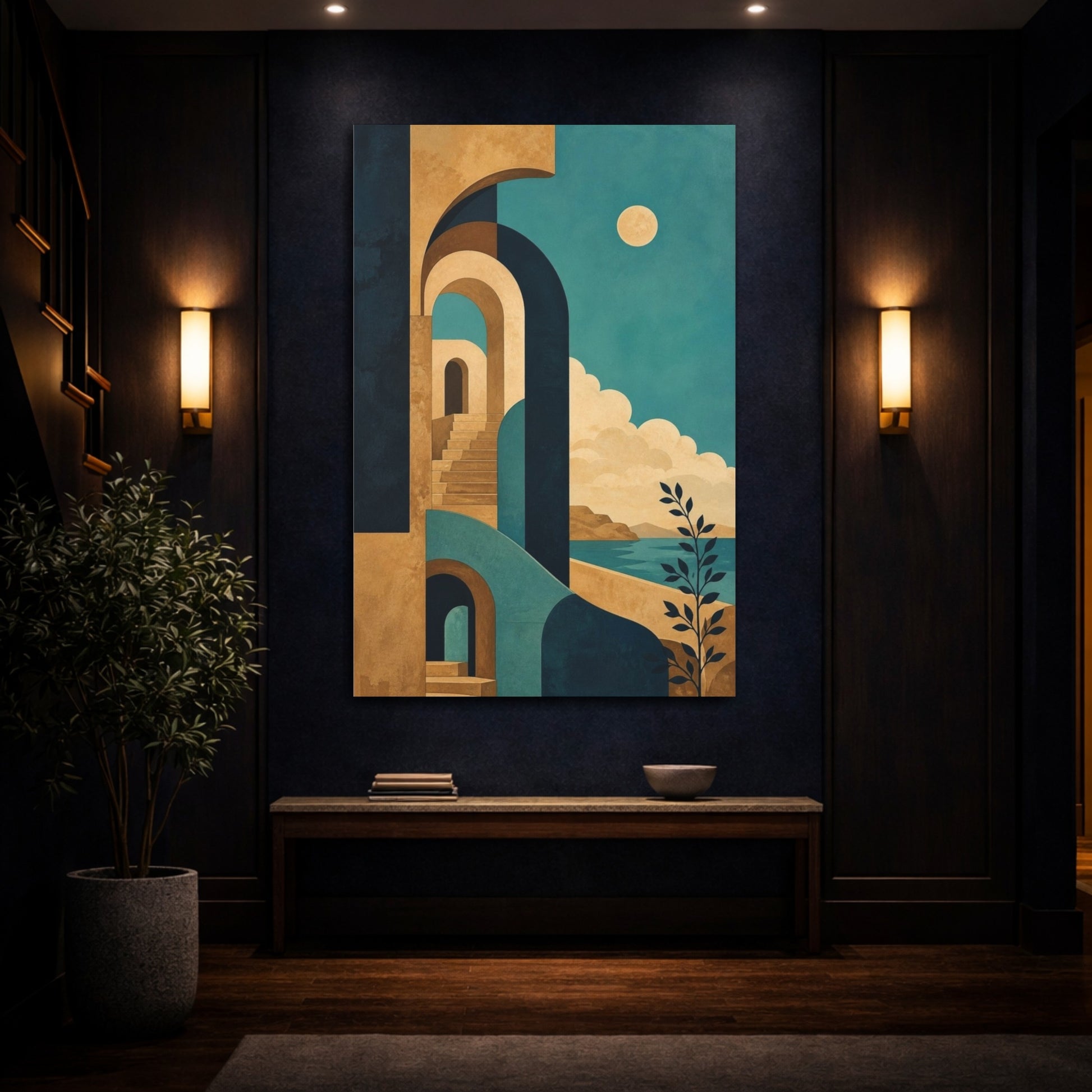 Mockup 4. Stone Archway In Turquoise shown as canvas print