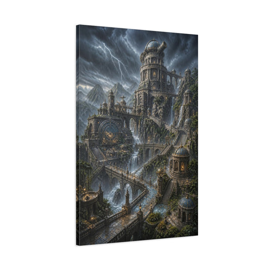 Main Mockup. Stormbound Cliff Observatory shown as canvas print