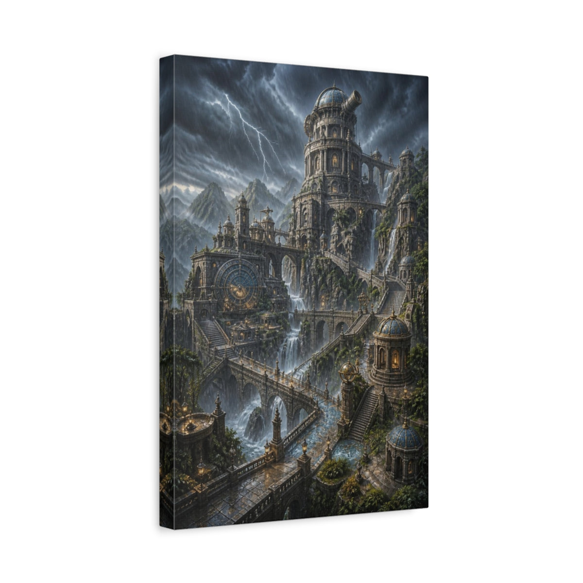 Side Mockup 4. Stormbound Cliff Observatory shown as canvas print