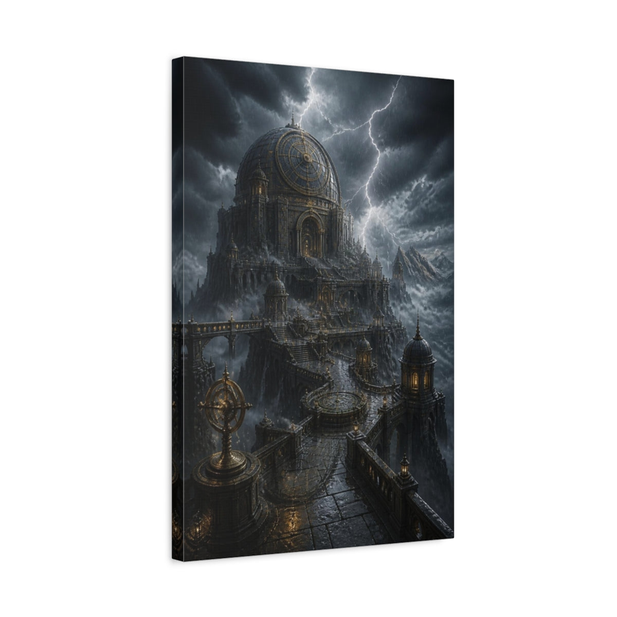 Side Mockup 3. Stormbound Observatory Dome shown as canvas print