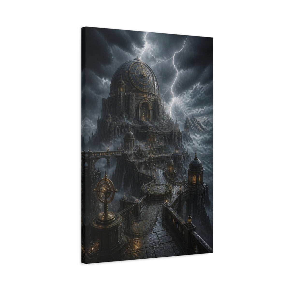 Side Mockup 2. Stormbound Observatory Dome shown as canvas print