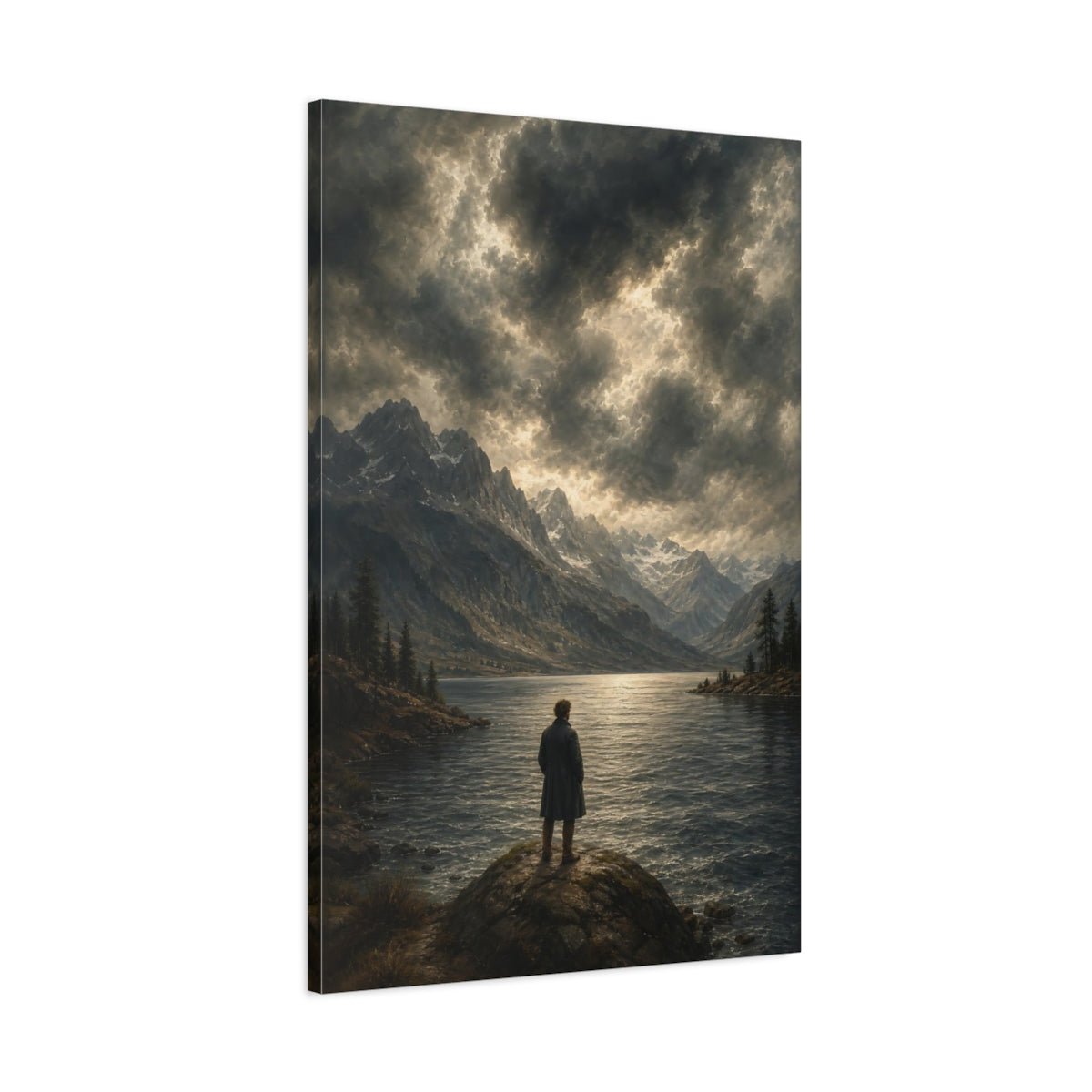 Stormy Marine Painting With Antique Drama Canvas Print – Living Room, Above Sofa, Muted Tones - YesArtYes