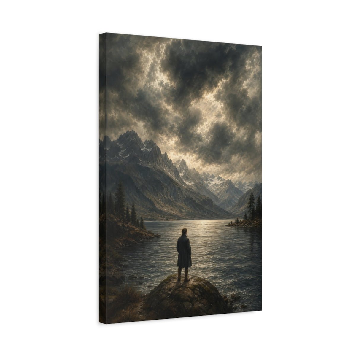 Stormy Marine Painting With Antique Drama Canvas Print – Living Room, Above Sofa, Muted Tones - YesArtYes