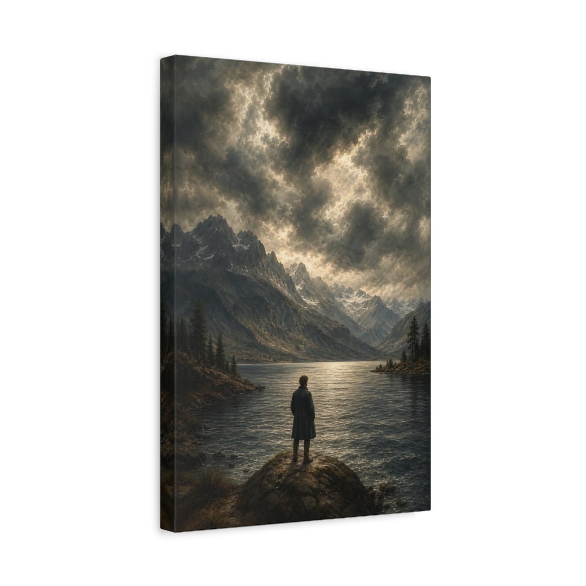 Stormy Marine Painting With Antique Drama Canvas Print – Living Room, Above Sofa, Muted Tones - YesArtYes