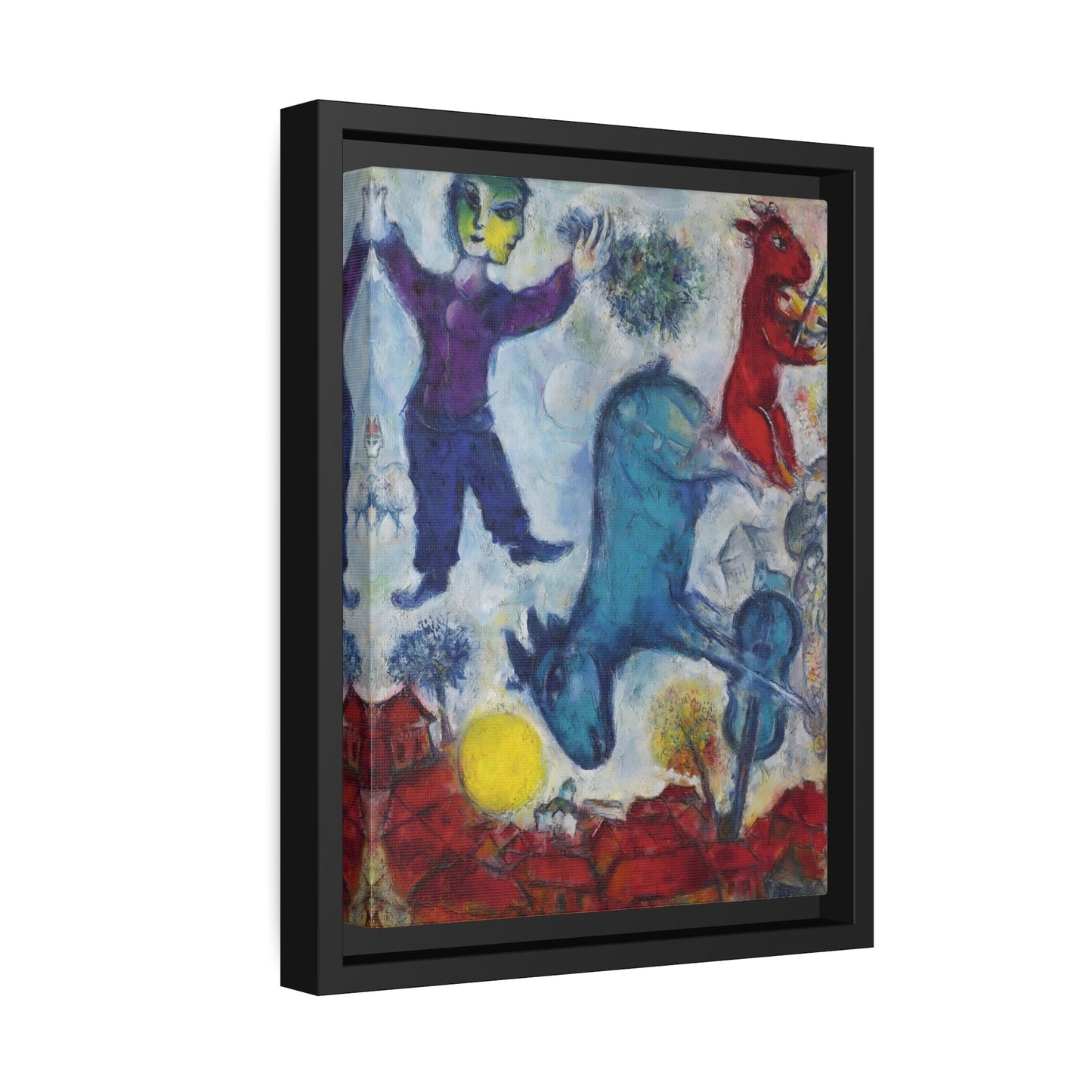 Stretched Famous Artist Canvas Wall Art Print in Frame - Framed Marc Chagall Peasant