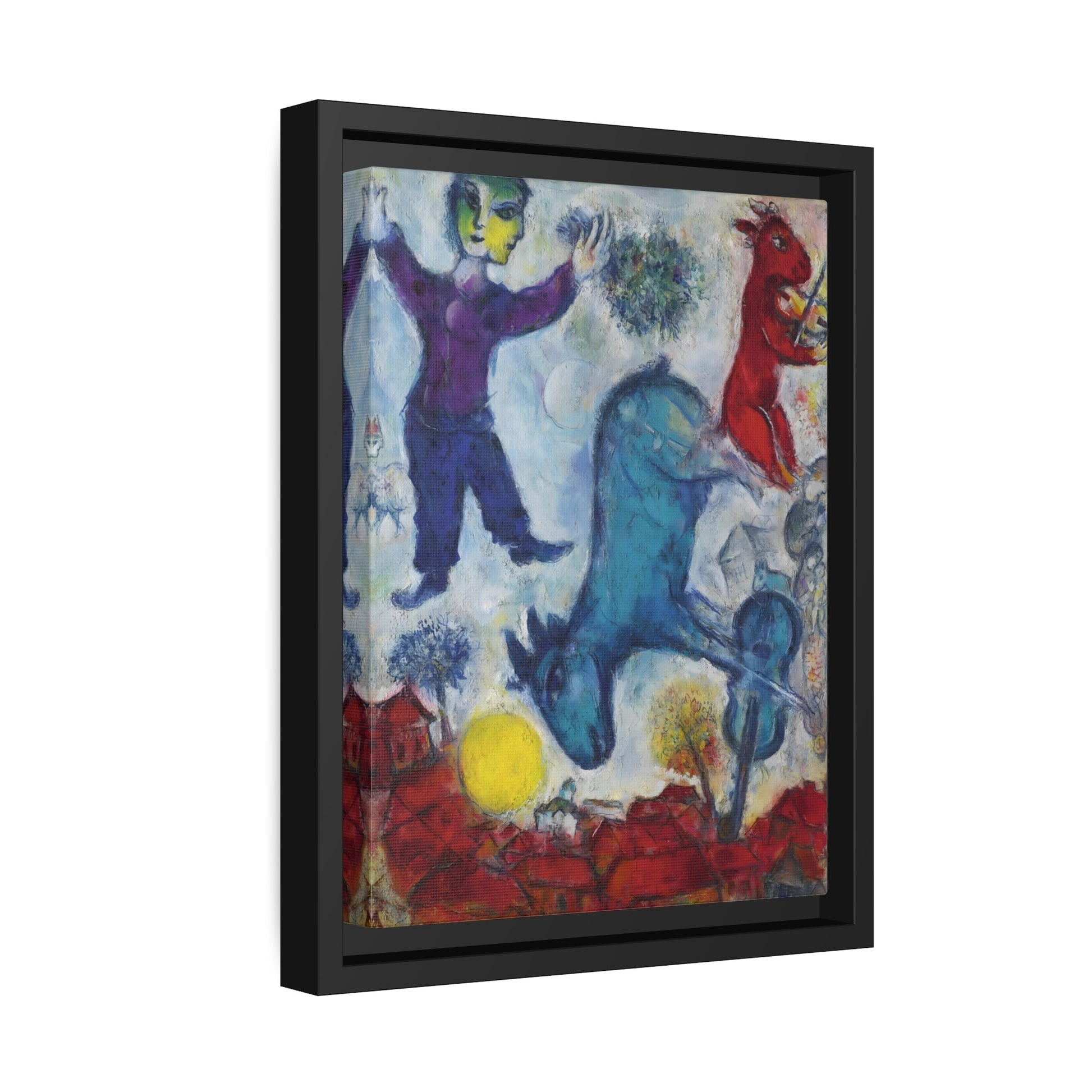 Stretched Famous Artist Canvas Wall Art Print in Frame - Framed Marc Chagall Peasant