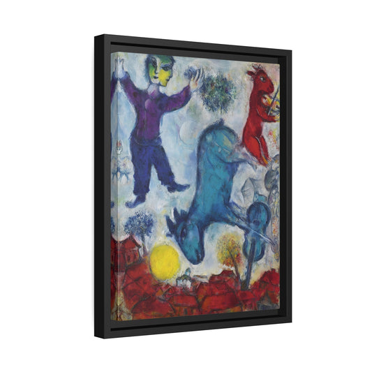 Stretched Famous Artist Canvas Wall Art Print in Frame - Framed Marc Chagall Peasant