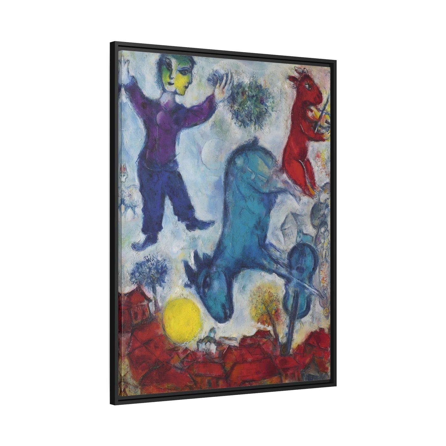 Stretched Famous Artist Canvas Wall Art Print in Frame - Framed Marc Chagall Peasant