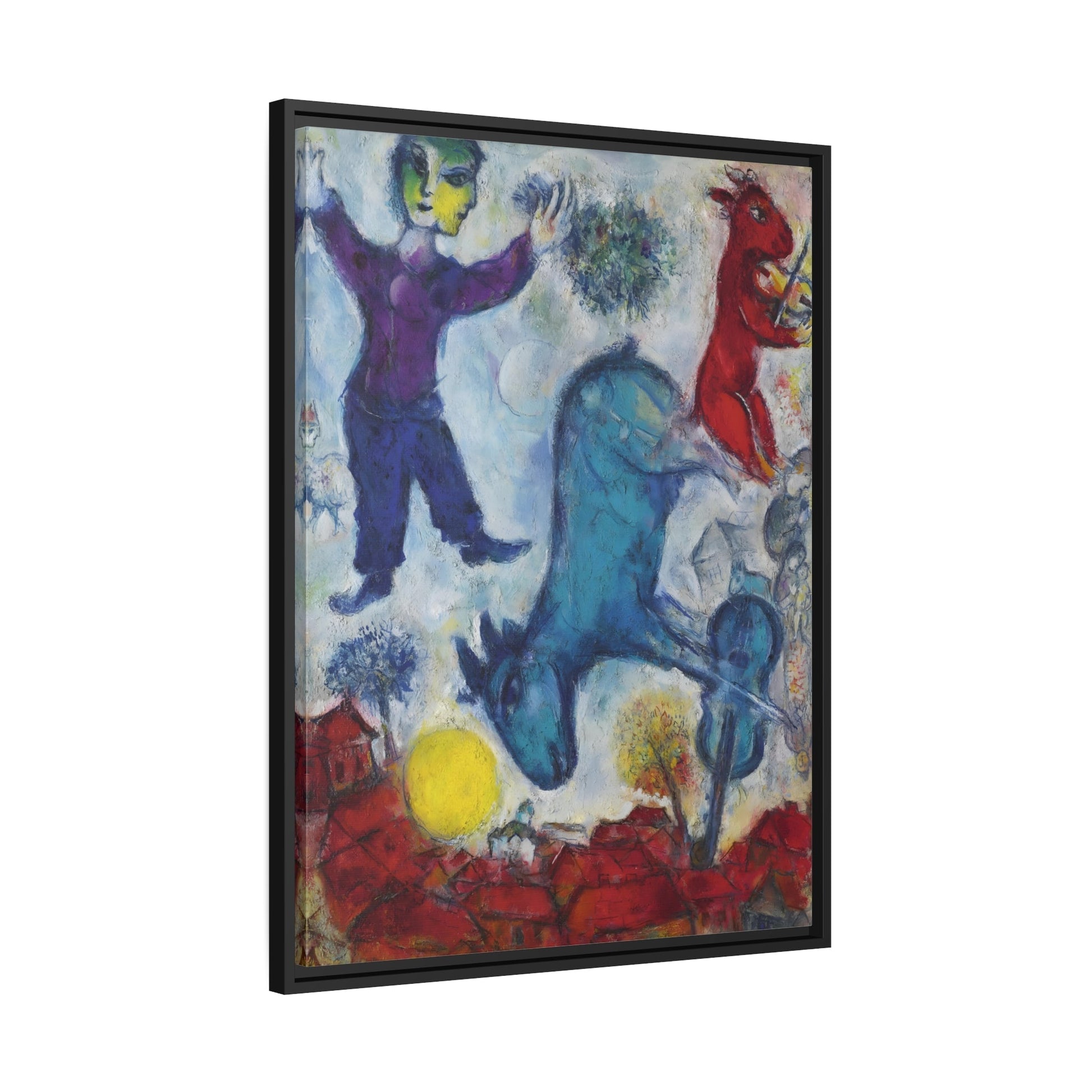 Stretched Famous Artist Canvas Wall Art Print in Frame - Framed Marc Chagall Peasant