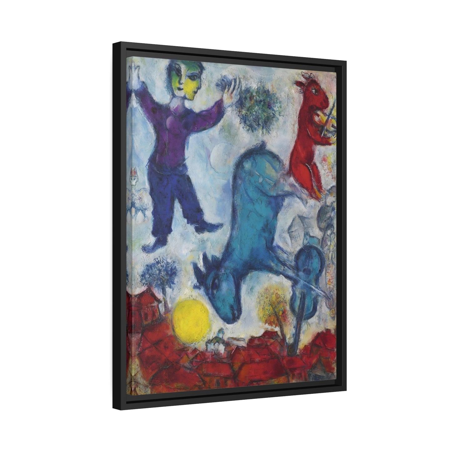 Stretched Famous Artist Canvas Wall Art Print in Frame - Framed Marc Chagall Peasant