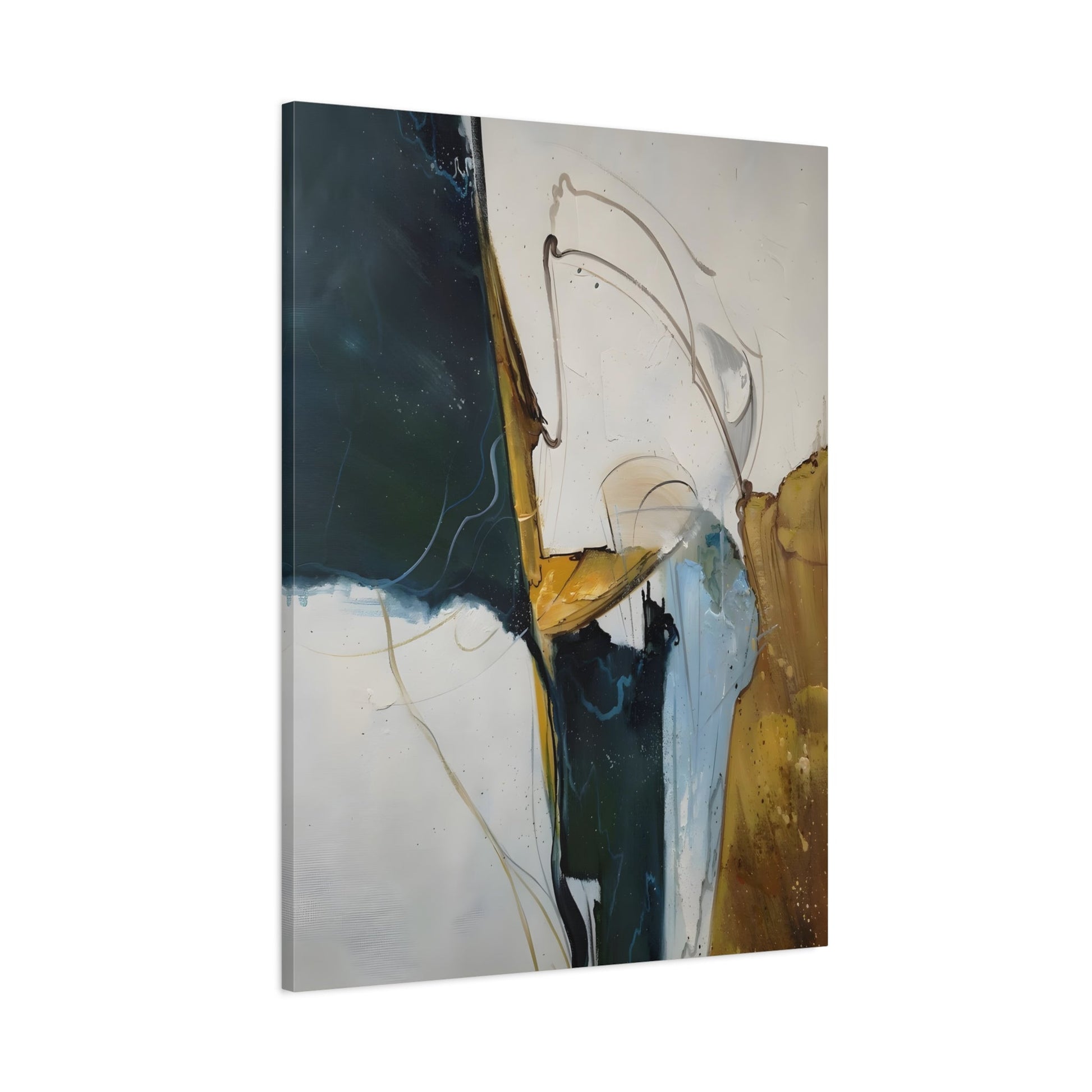 Stylish Green Gold Canvas - Contemporary Minimalist Interior Design Print - YesArtYes