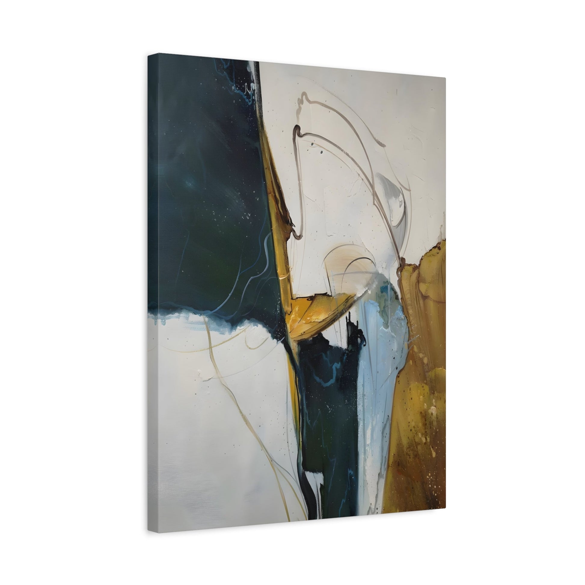 Stylish Green Gold Canvas - Contemporary Minimalist Interior Design Print - YesArtYes