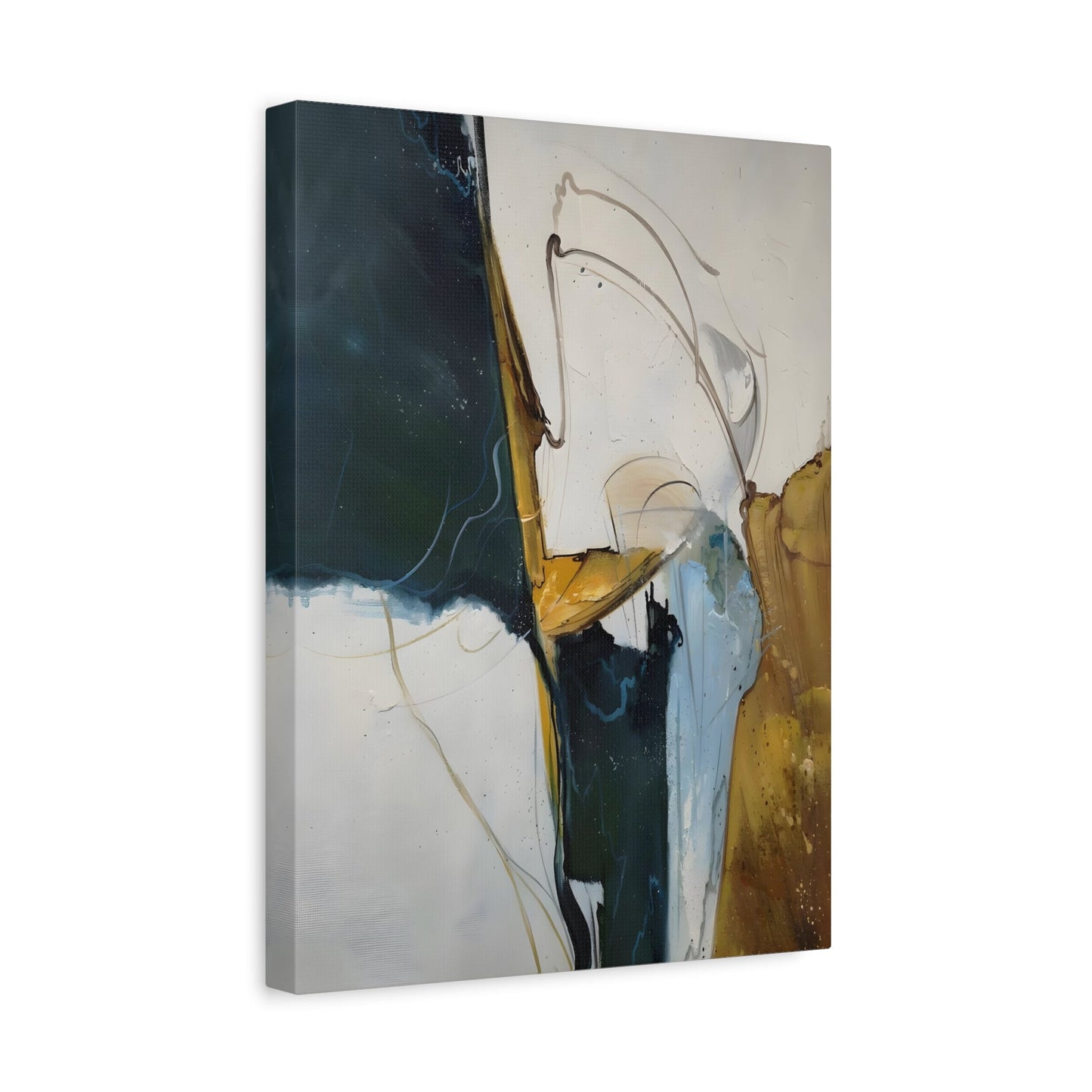 Stylish Green Gold Canvas - Contemporary Minimalist Interior Design Print - YesArtYes