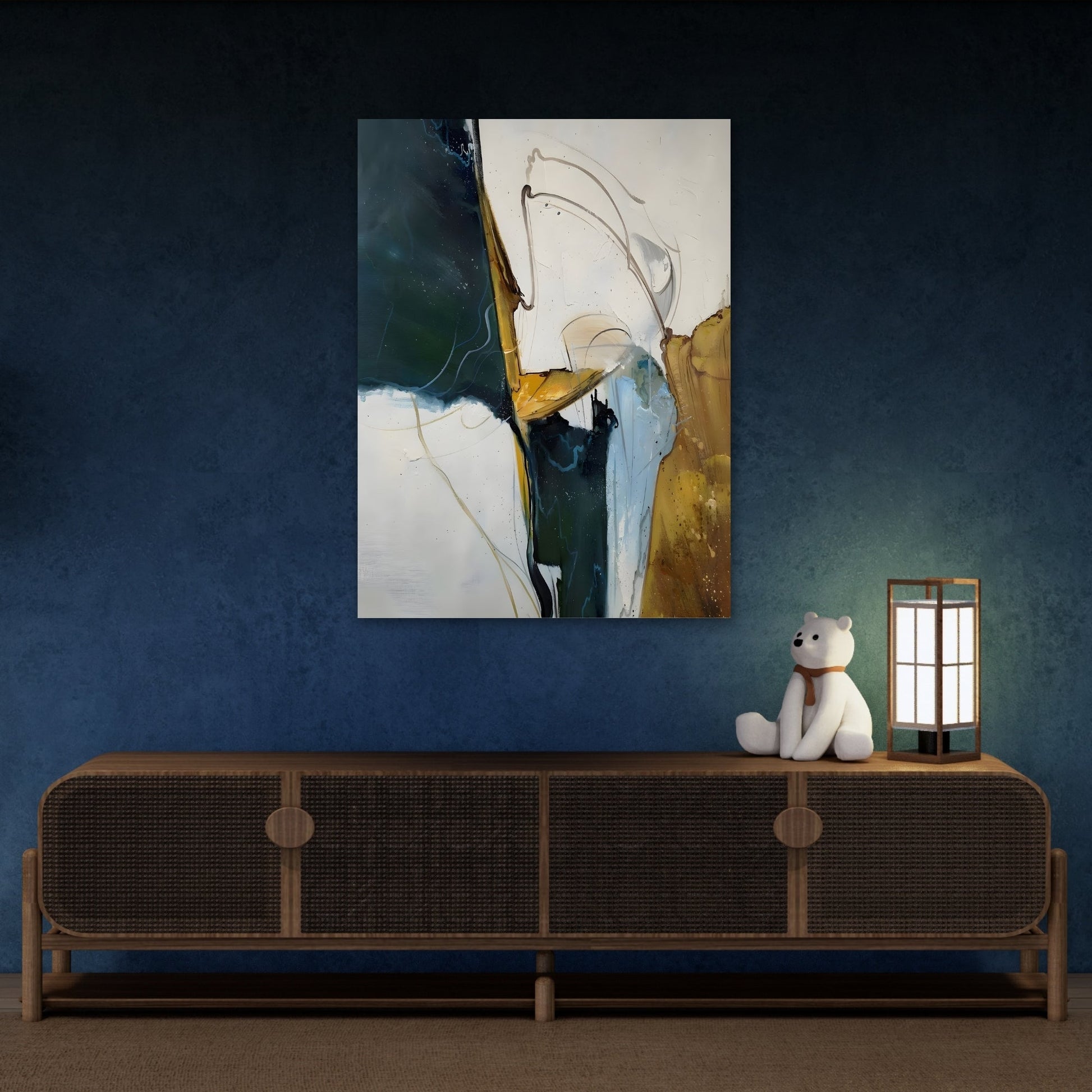 Stylish Green Gold Canvas - Contemporary Minimalist Interior Design Print - YesArtYes