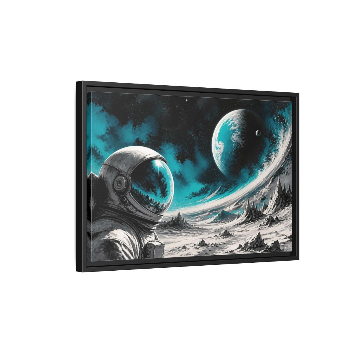 Side Mockup 3. Sublime Astronaut Helmet shown as framed canvas print