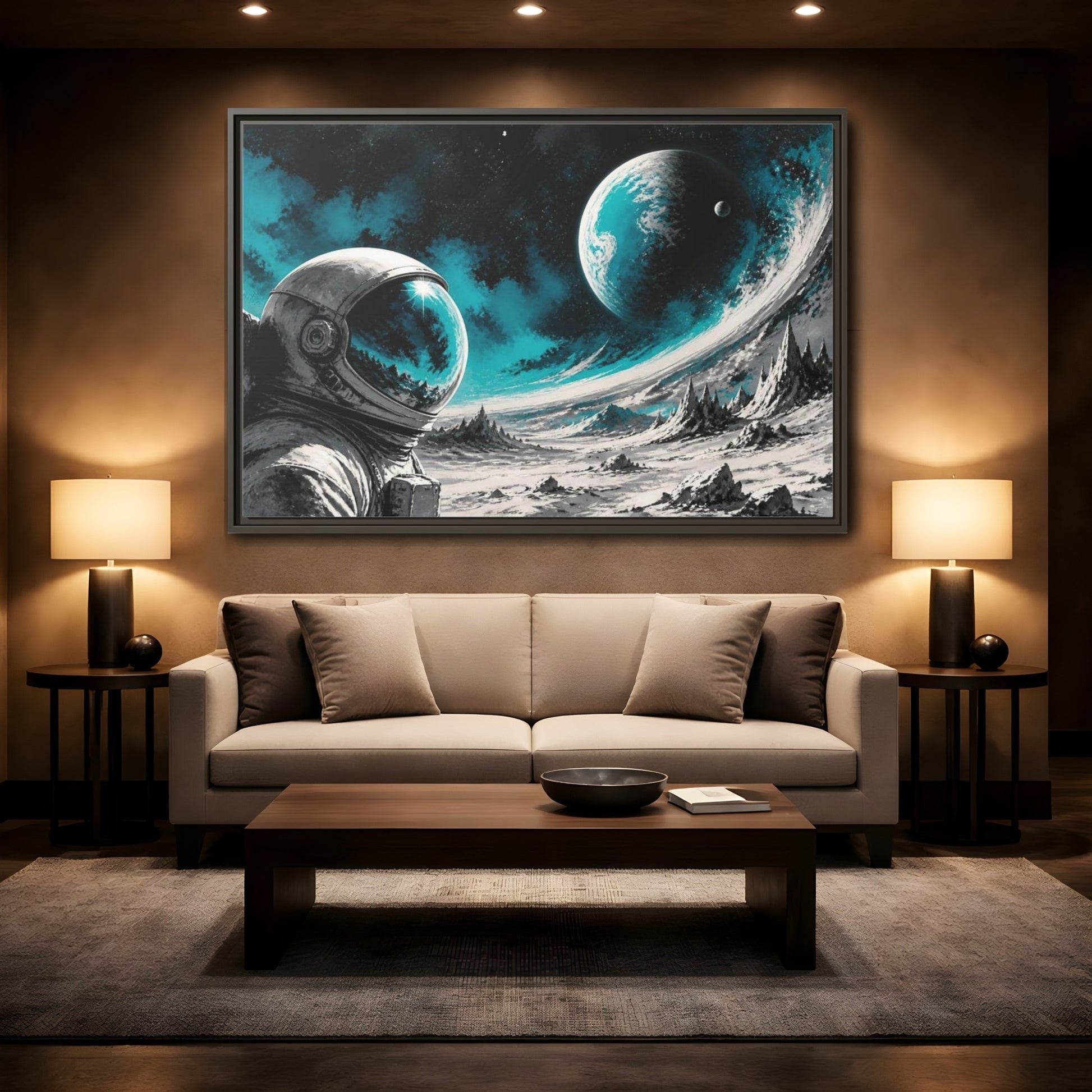 Mockup 2. Sublime Astronaut Helmet shown as framed canvas print