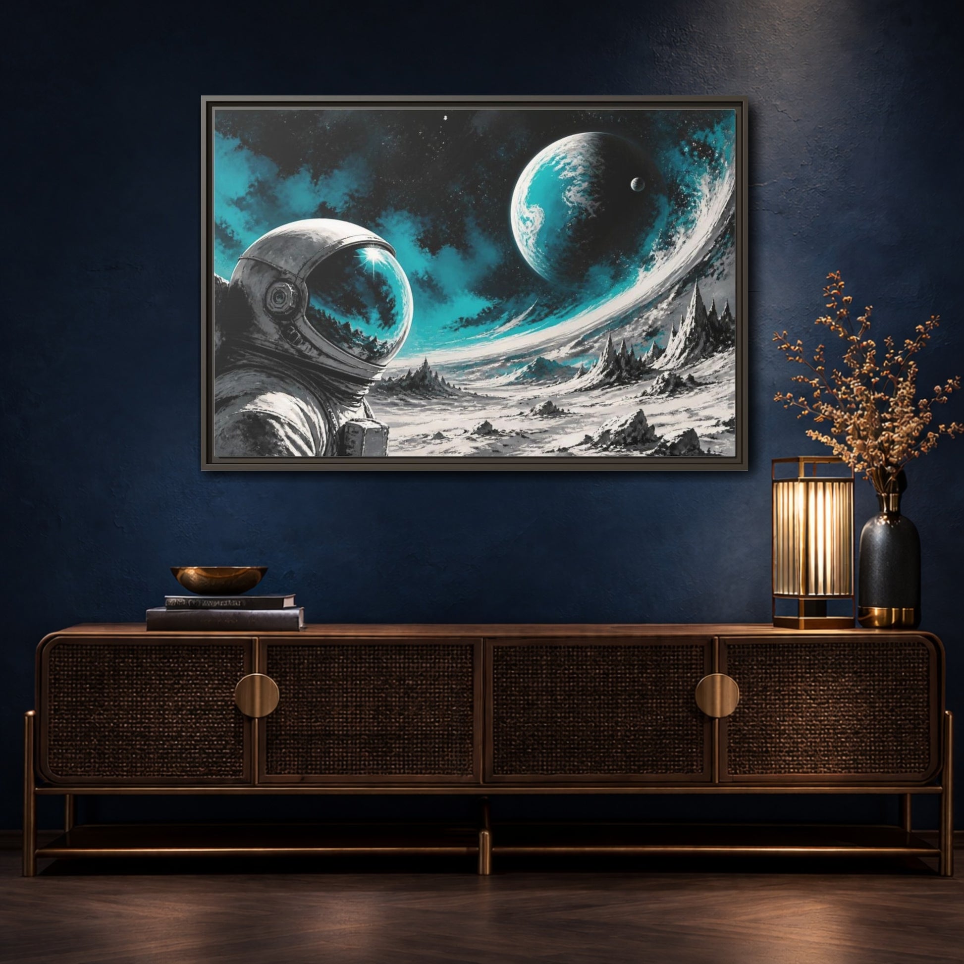 Mockup 4. Sublime Astronaut Helmet shown as framed canvas print
