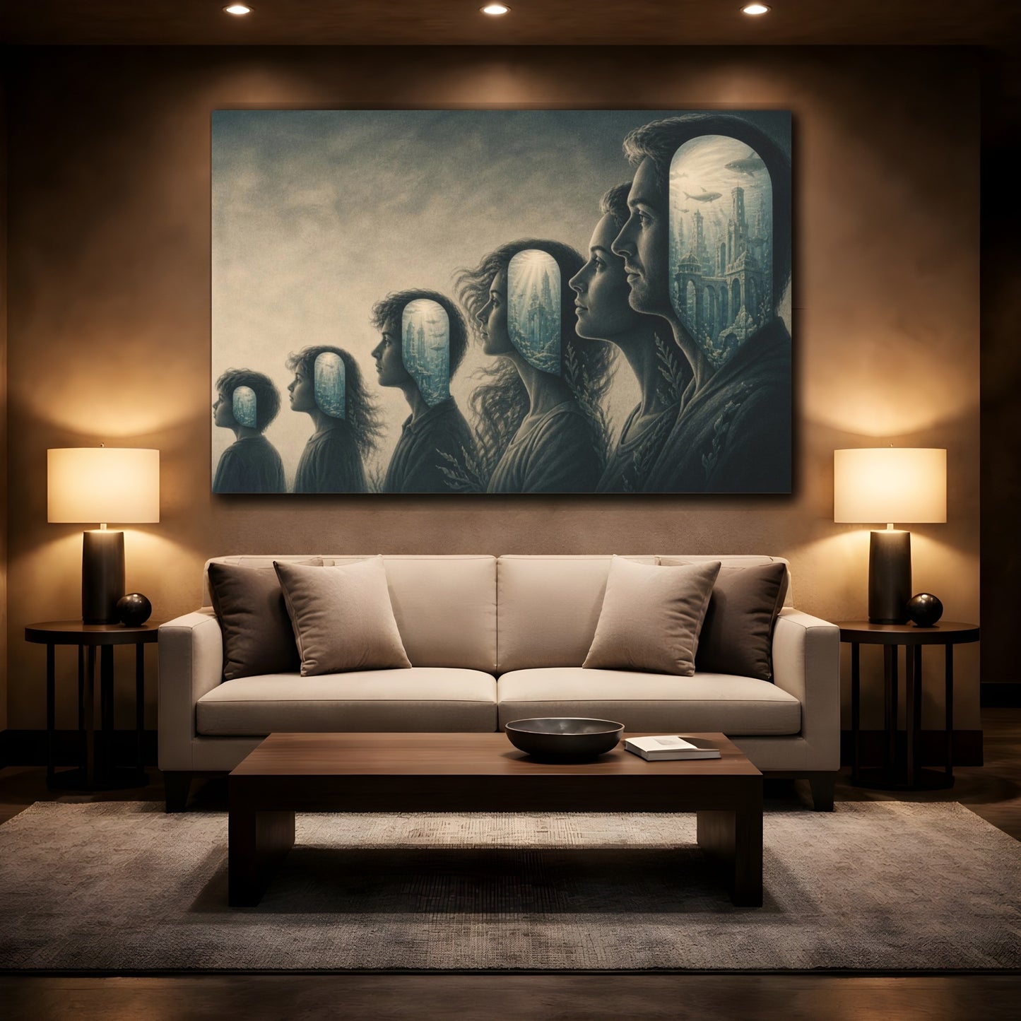 Mockup 2. Submerged City Illusion shown as canvas print