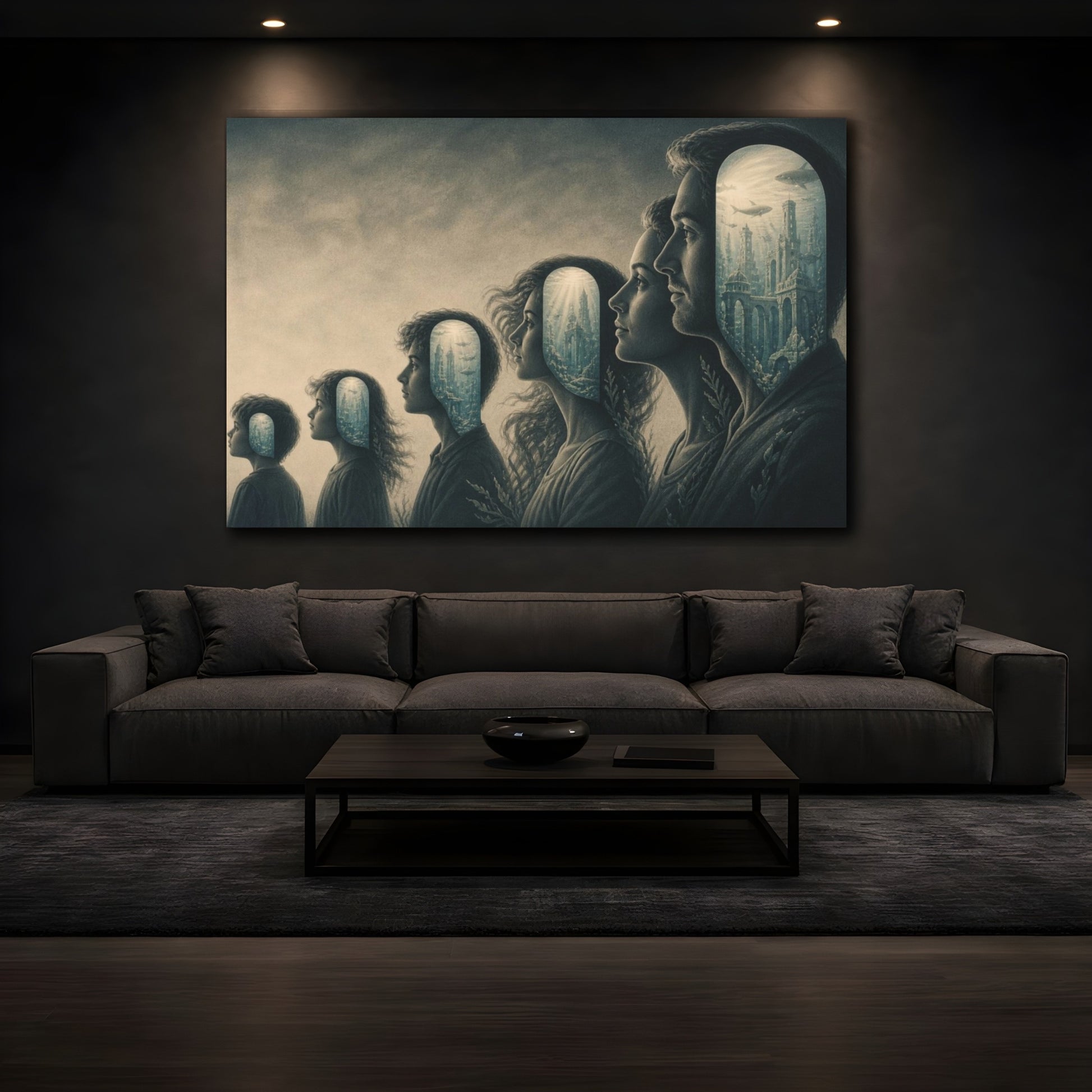 Mockup 3. Submerged City Illusion shown as canvas print