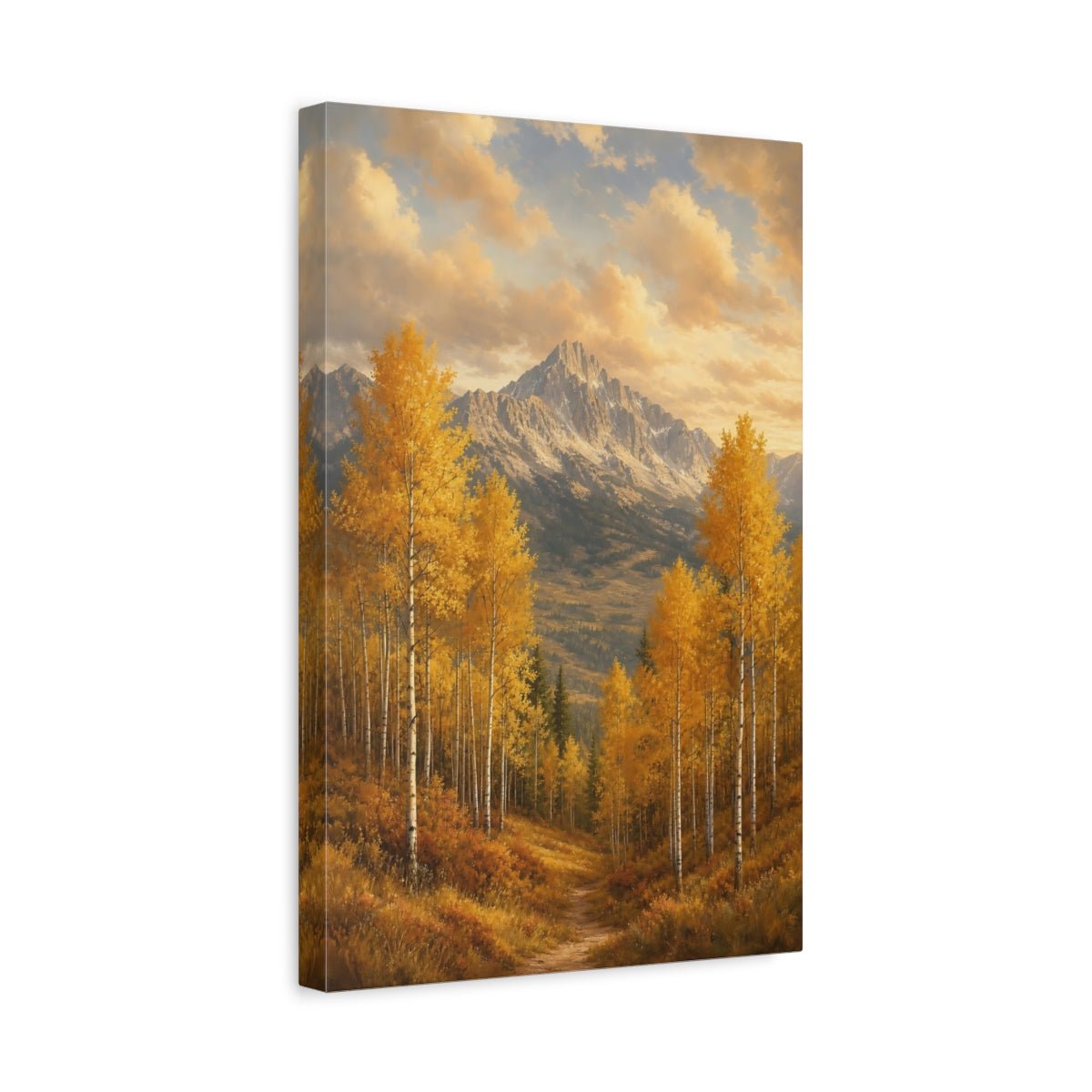 Subtle Risograph Scenic Texture Golden Aspen Canvas Wall Art Print – Living Room Decor, Above Couch - YesArtYes