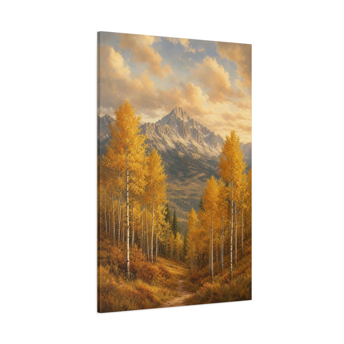 Subtle Risograph Scenic Texture Golden Aspen Canvas Wall Art Print – Living Room Decor, Above Couch - YesArtYes