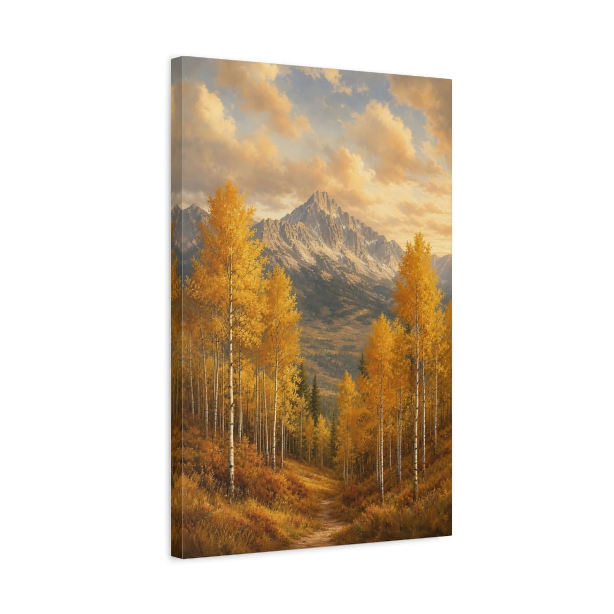 Subtle Risograph Scenic Texture Golden Aspen Canvas Wall Art Print – Living Room Decor, Above Couch - YesArtYes